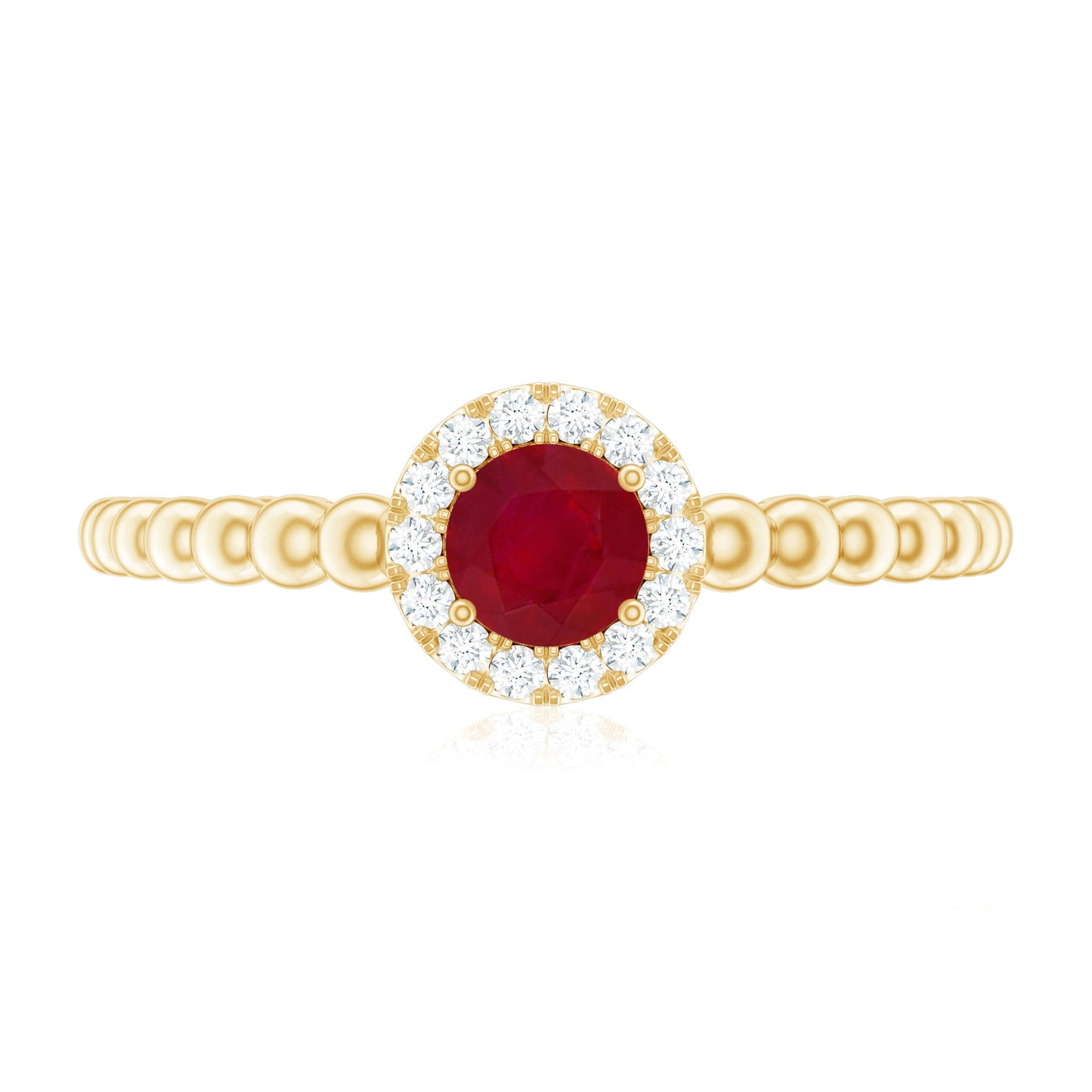 Natural Ruby Diamond Promise Ring with Bubble Shank