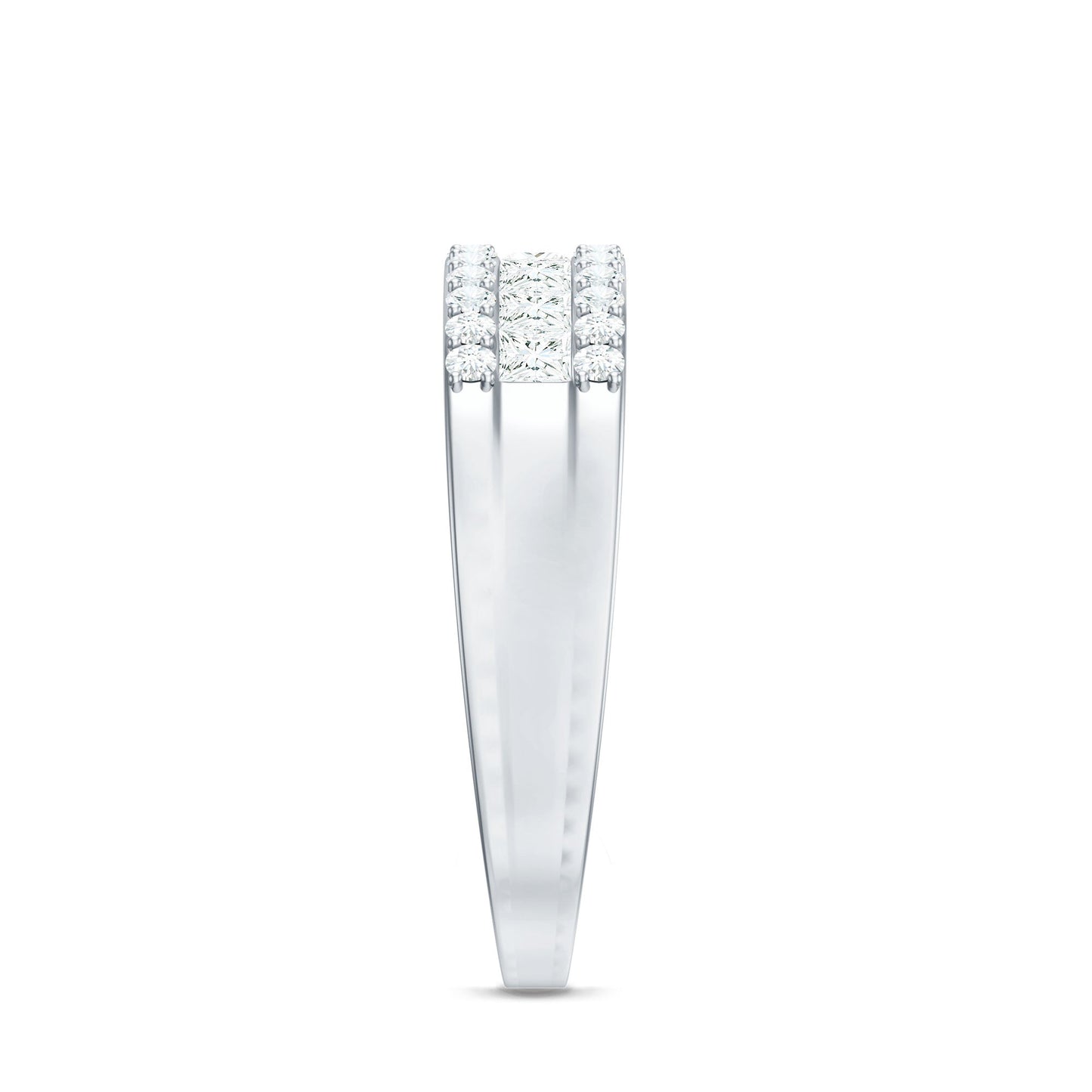 Certified Moissanite 3 Row Wedding Band for Men