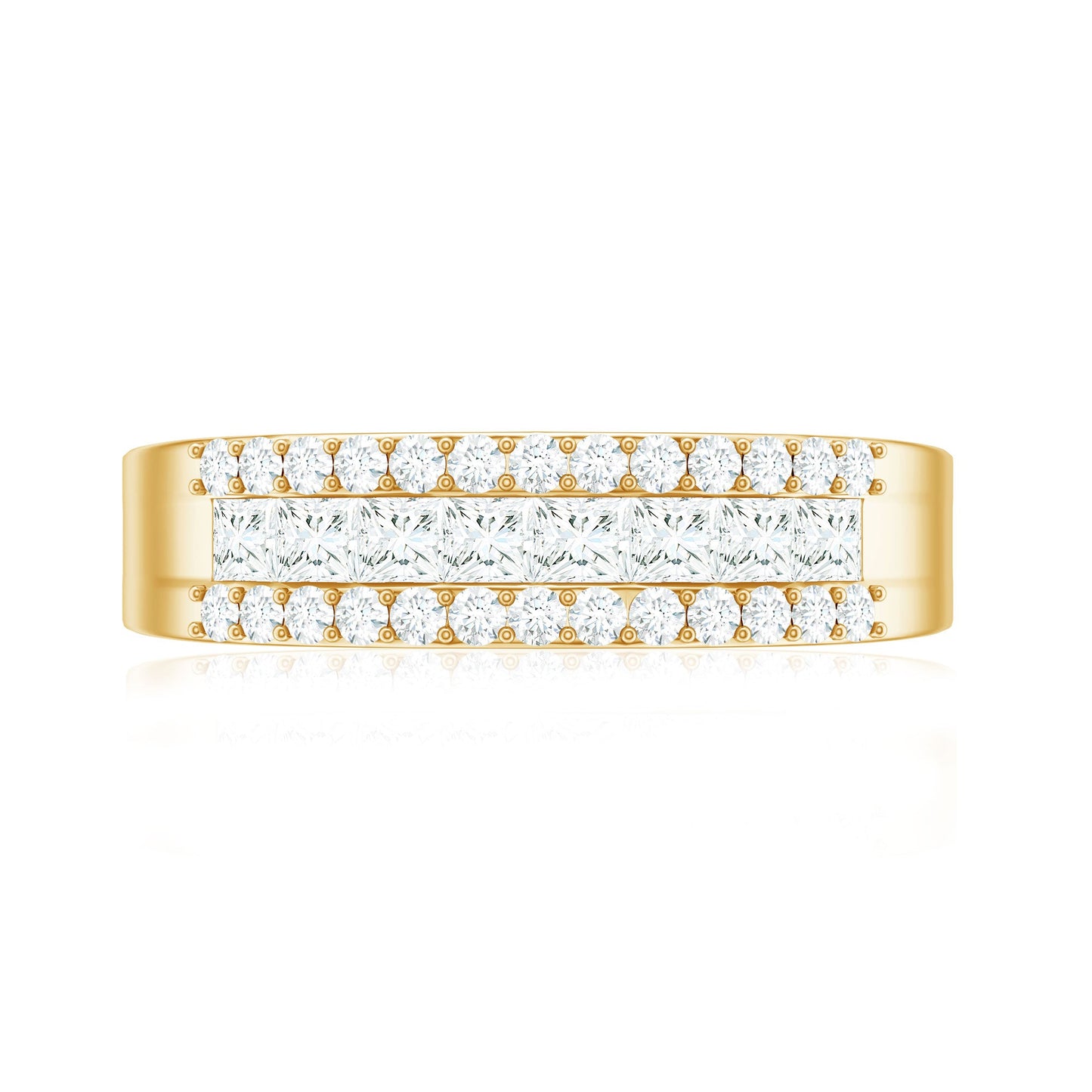 Certified Moissanite 3 Row Wedding Band for Men