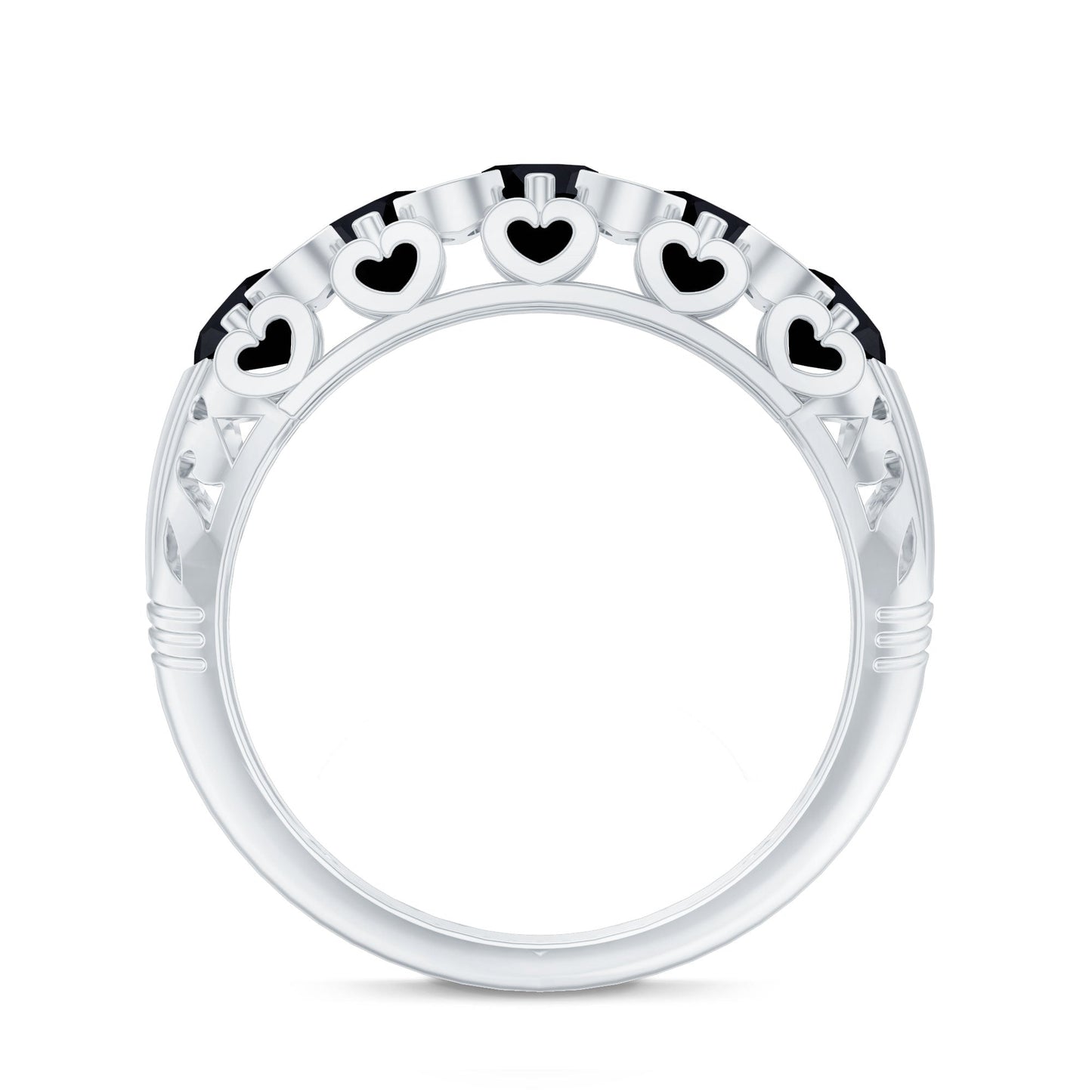 Vintage Inspired Black Onyx 5 Stone Anniversary Ring with Certificate