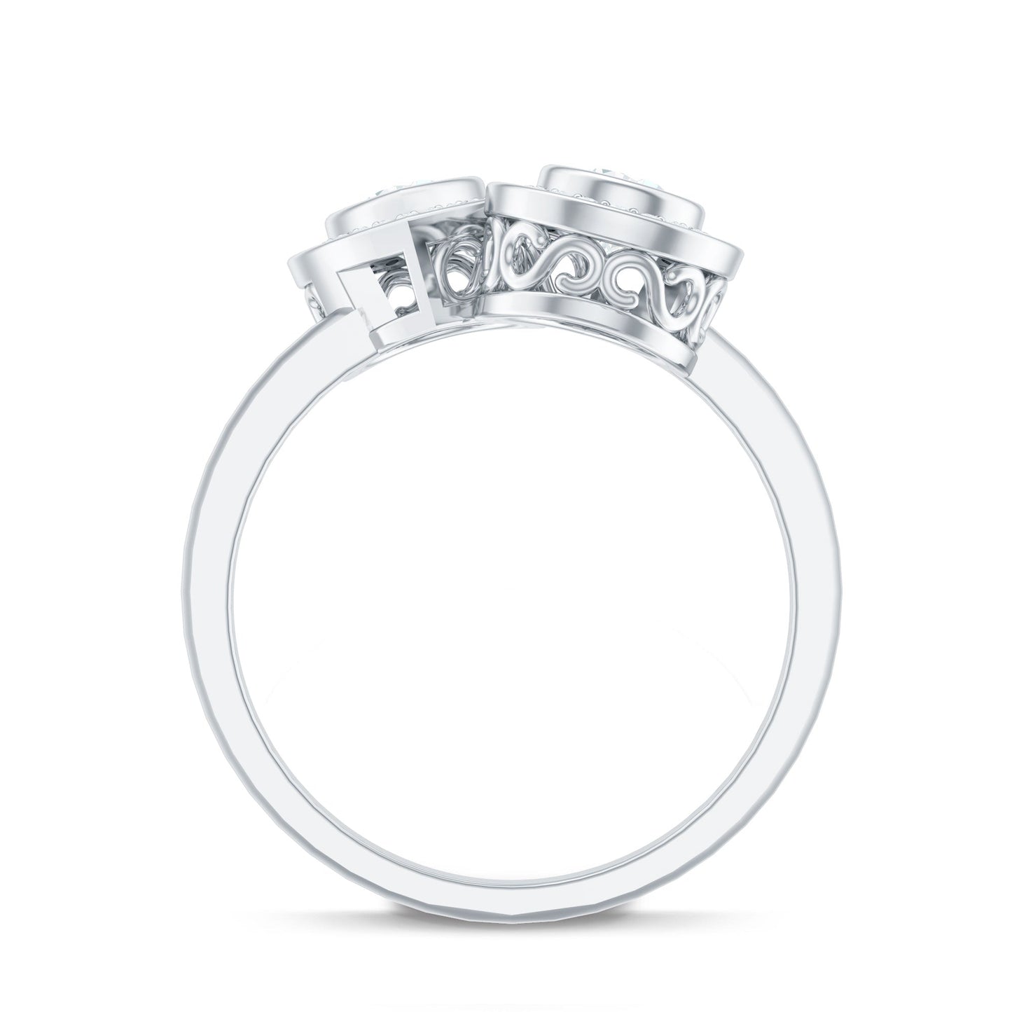 Pear Cut Moissanite Two Stone Engagement Ring with Halo