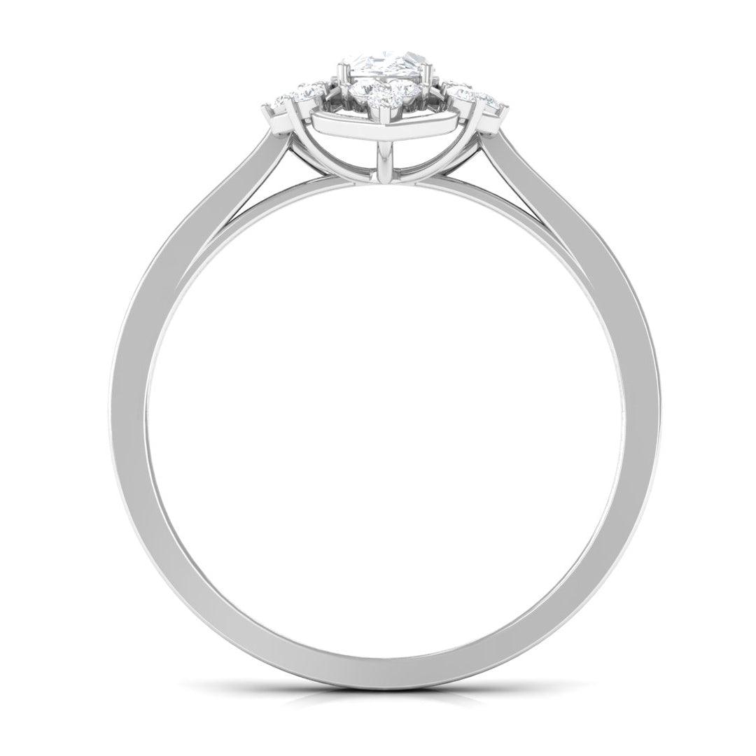 Vintage Inspired Moissanite Flower Engagement Ring