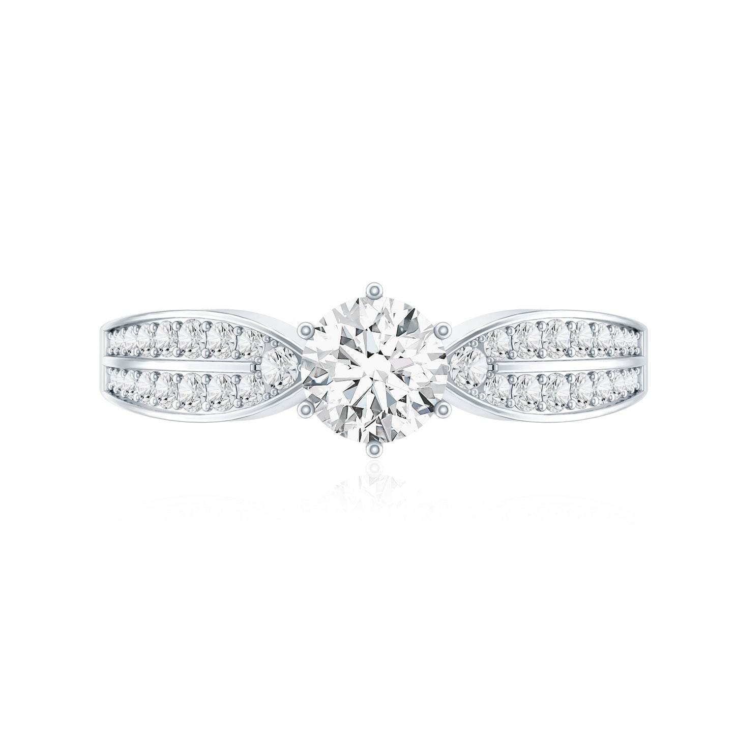Elegant Round Moissanite Engagement Ring with Side Stones