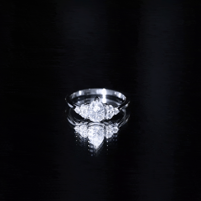 Brilliant Cut Moissanite Trio Engagement Ring For Women