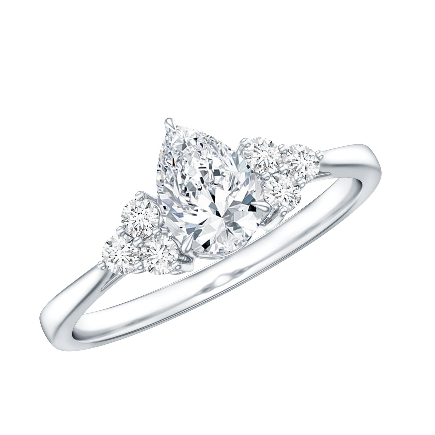 Brilliant Cut Moissanite Trio Engagement Ring For Women