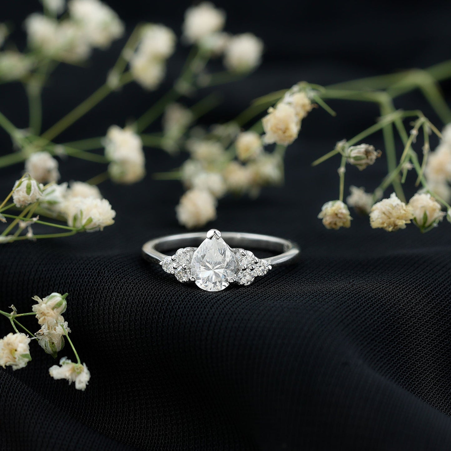Brilliant Cut Moissanite Trio Engagement Ring For Women
