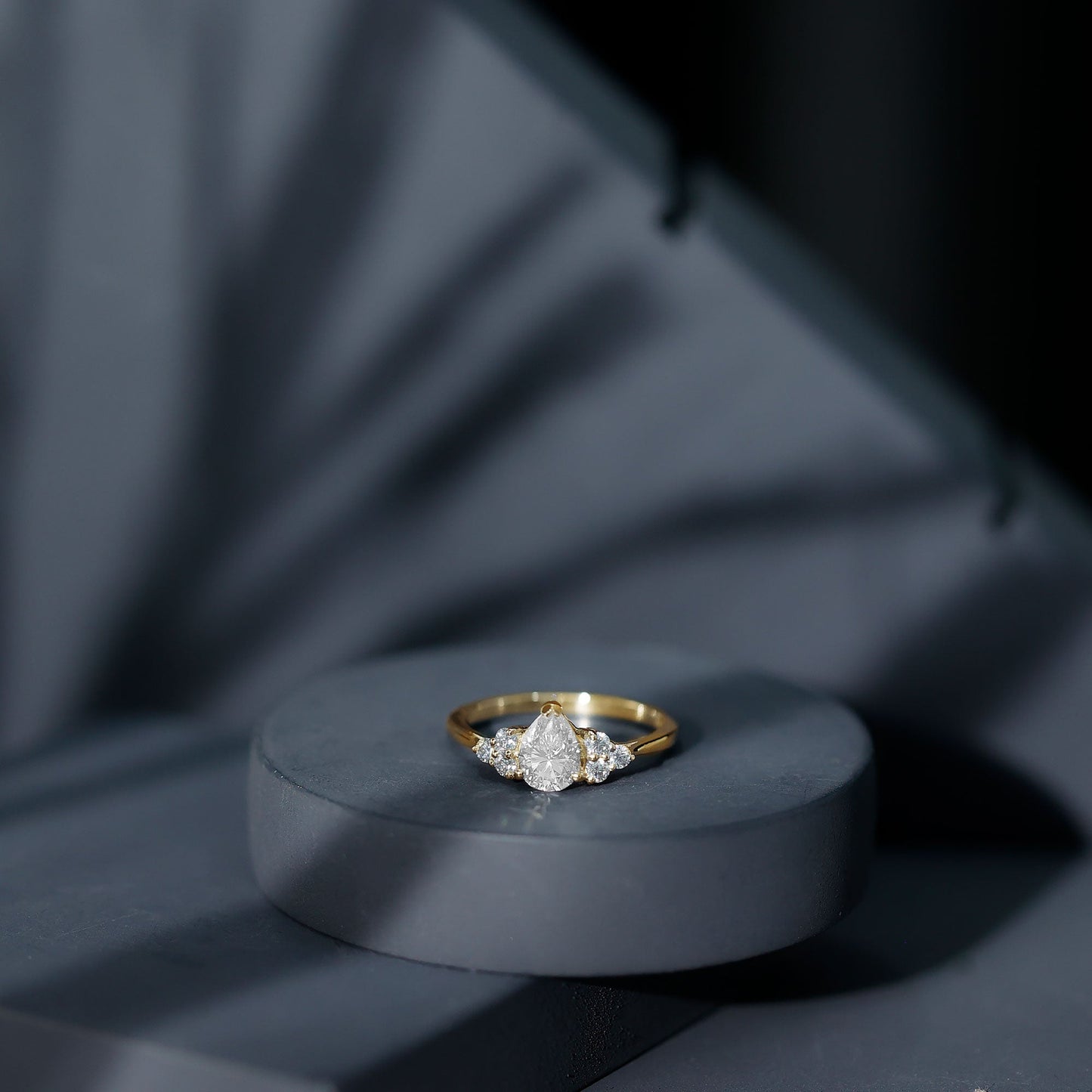 Brilliant Cut Moissanite Trio Engagement Ring For Women