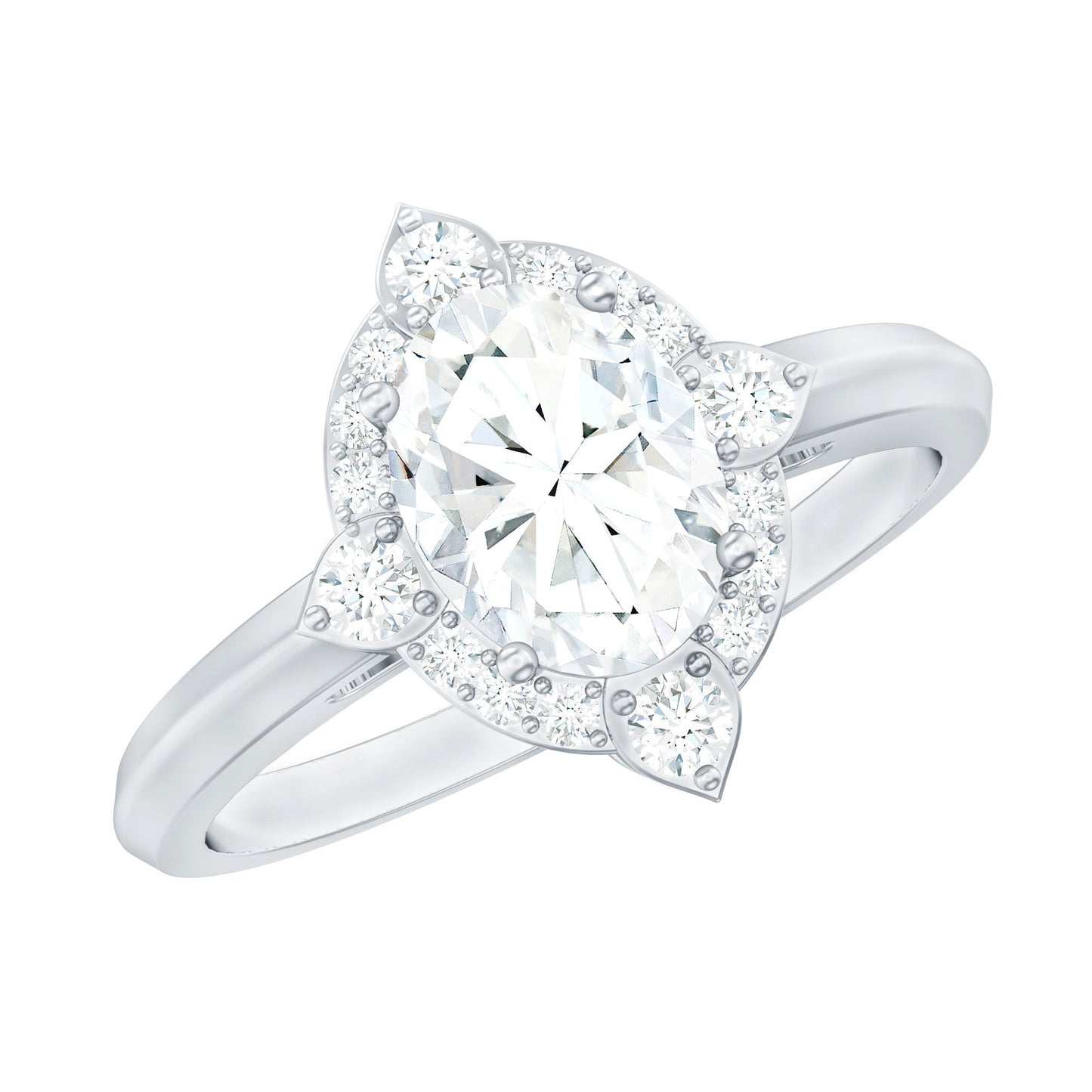 Vintage Style Oval Shaped Moissanite Halo Engagement Ring