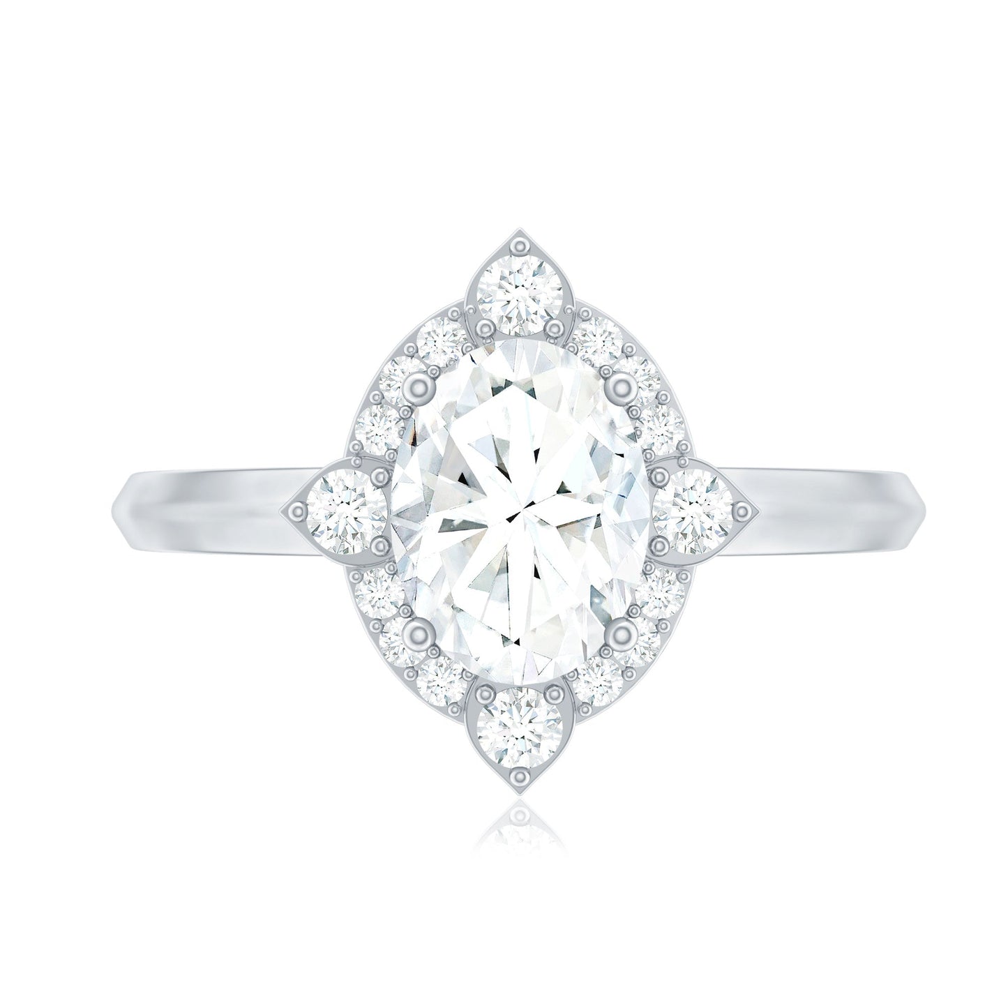 Vintage Style Oval Shaped Moissanite Halo Engagement Ring