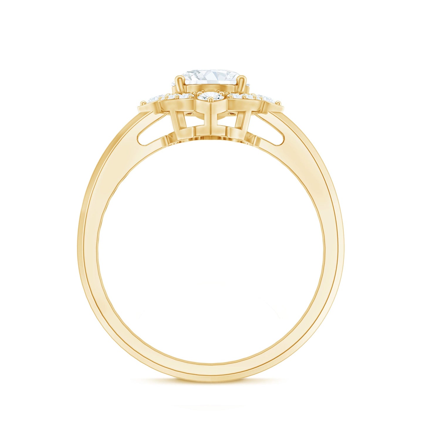 Vintage Style Oval Shaped Moissanite Halo Engagement Ring