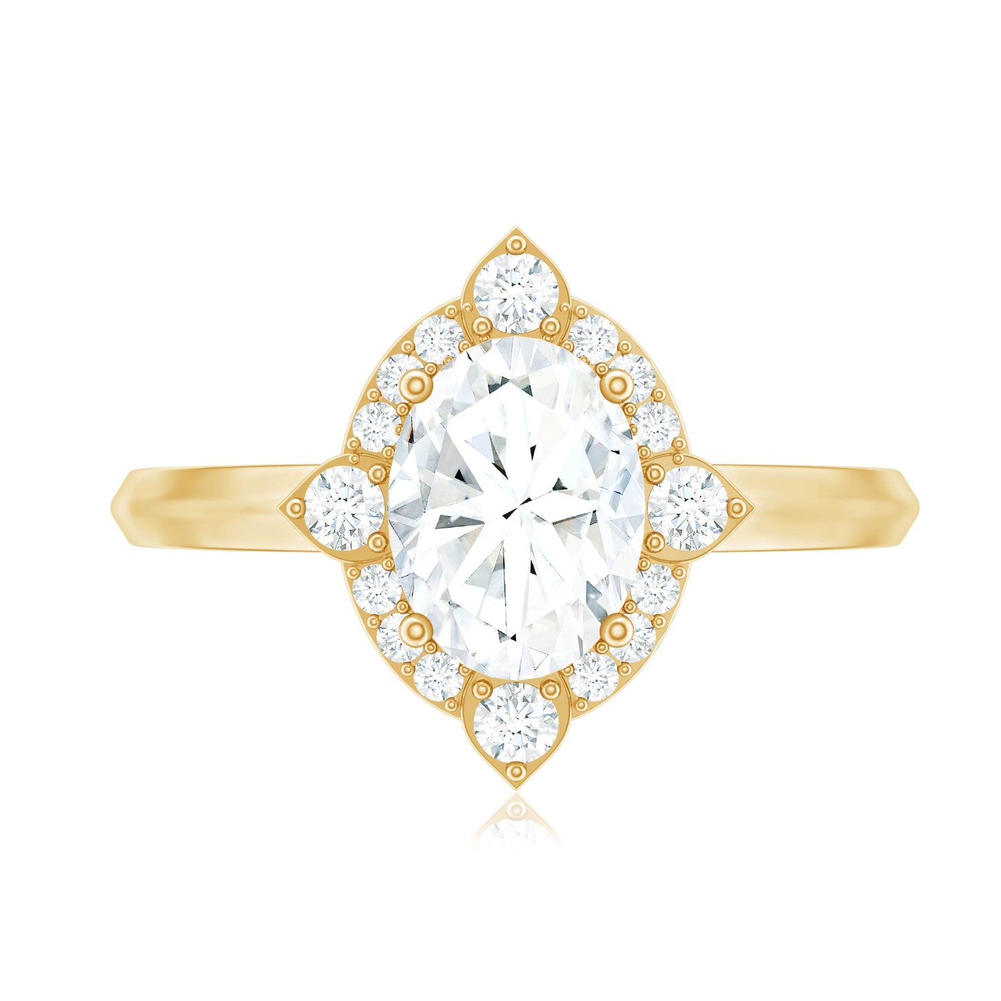 Vintage Style Oval Shaped Moissanite Halo Engagement Ring