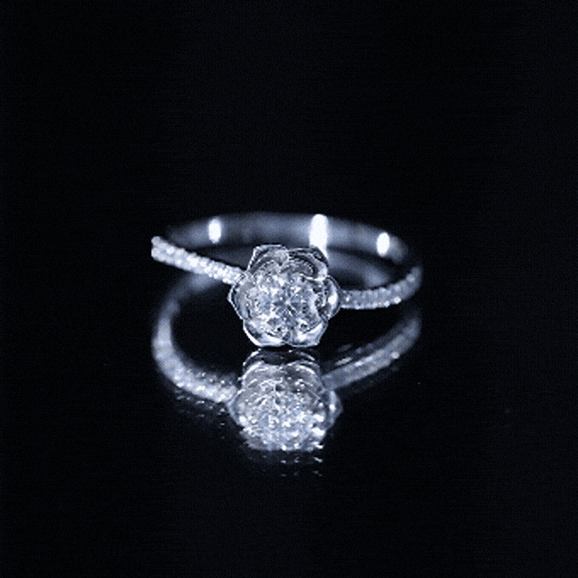 Certified Moissanite Rose Flower Engagement Ring