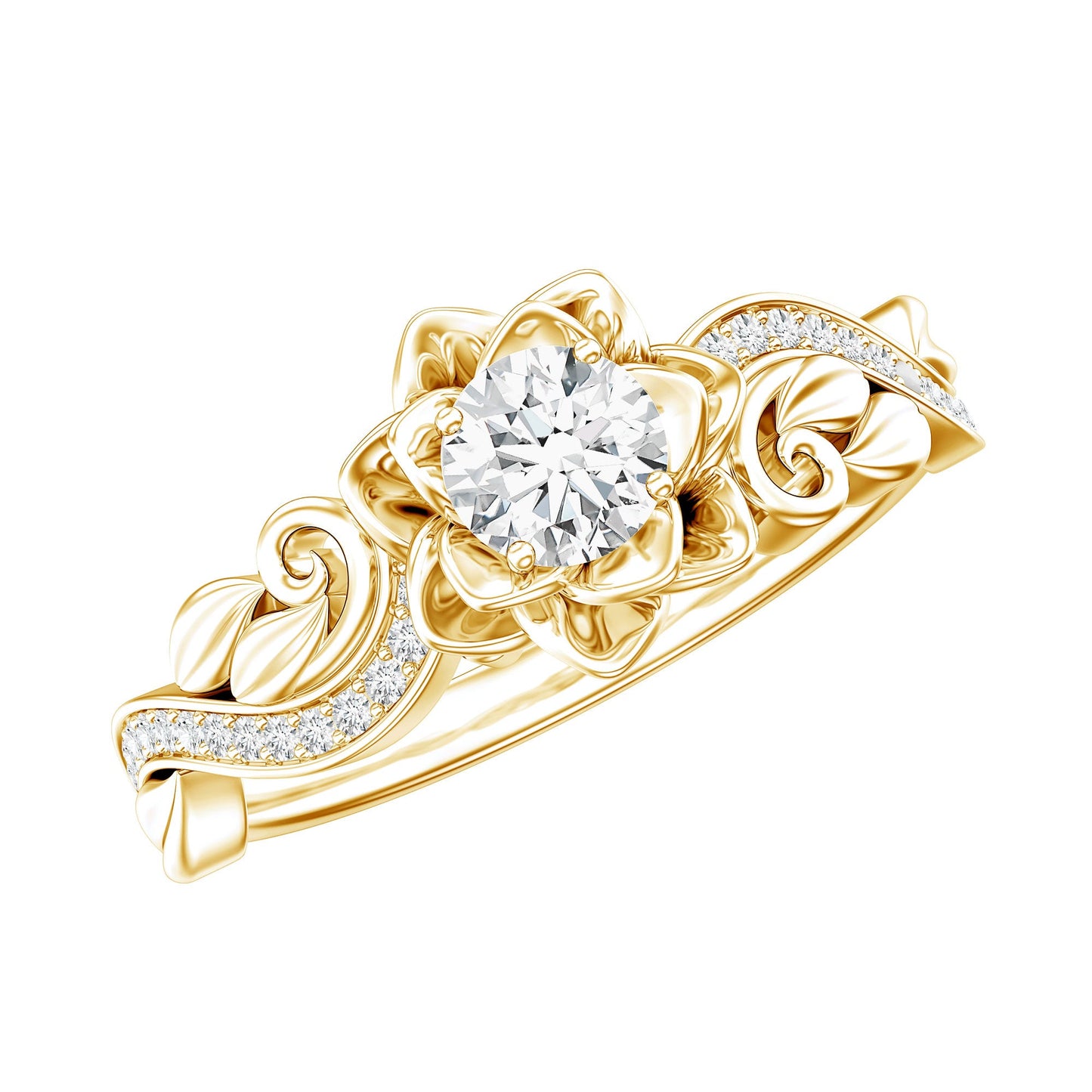 Certified Flower Inspired Moissanite Engagement Ring For Women