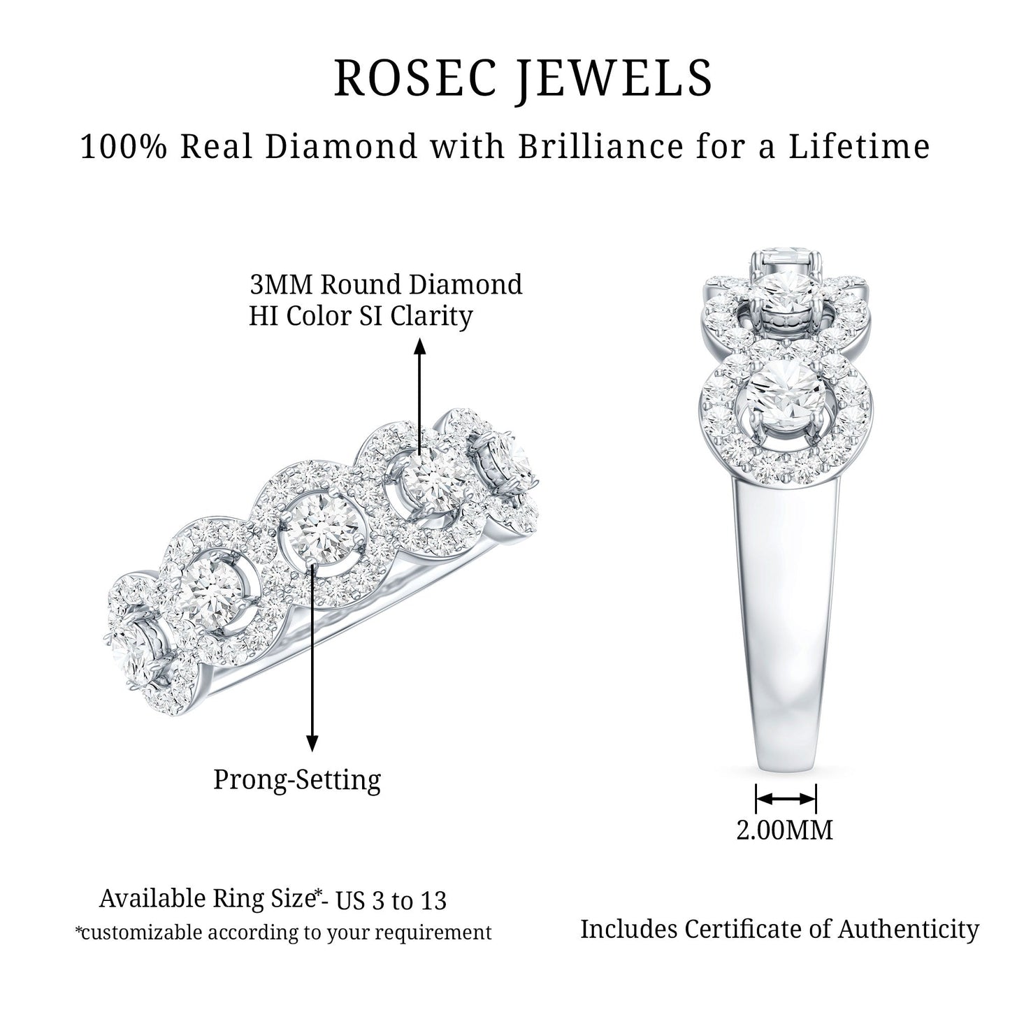 Classic Diamond Half Eternity Wedding Anniversary Ring