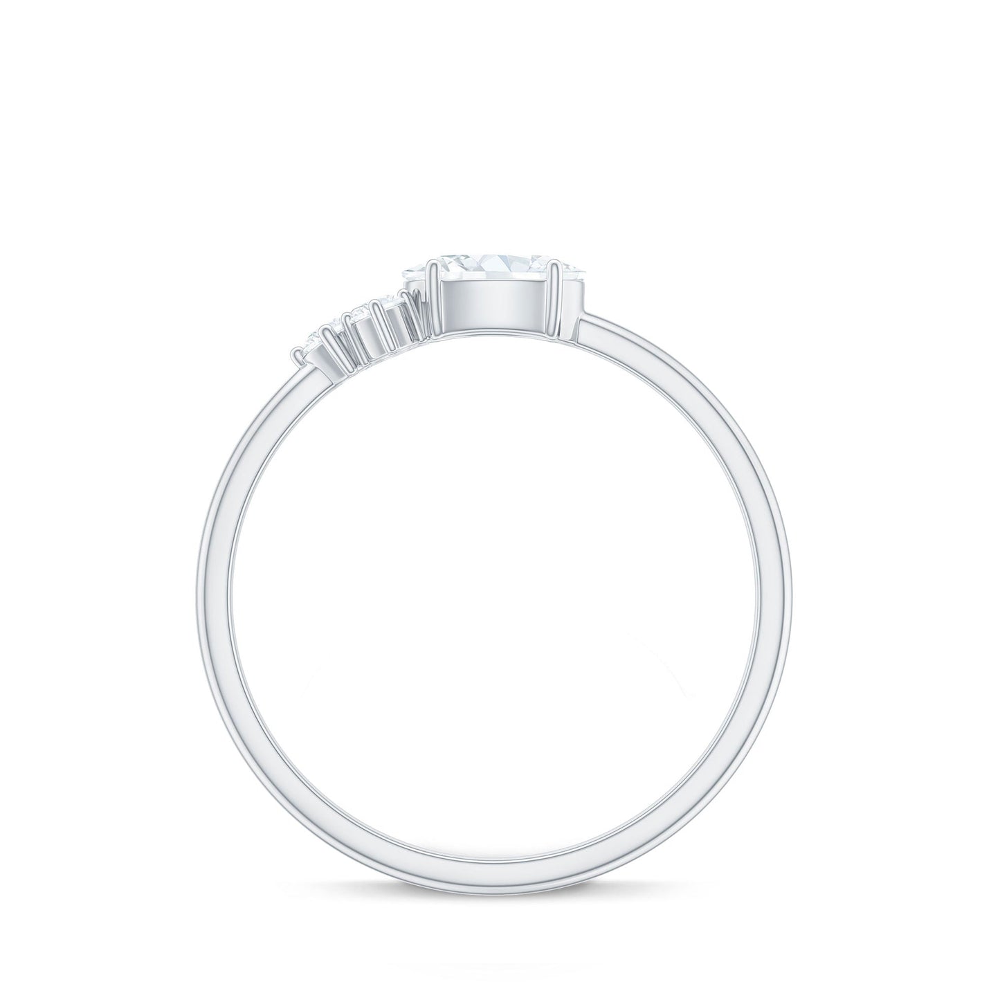 Oval and Round Moissanite Promise Ring for Her