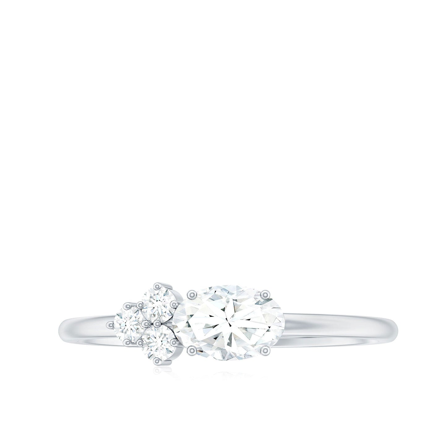 Oval and Round Moissanite Promise Ring for Her