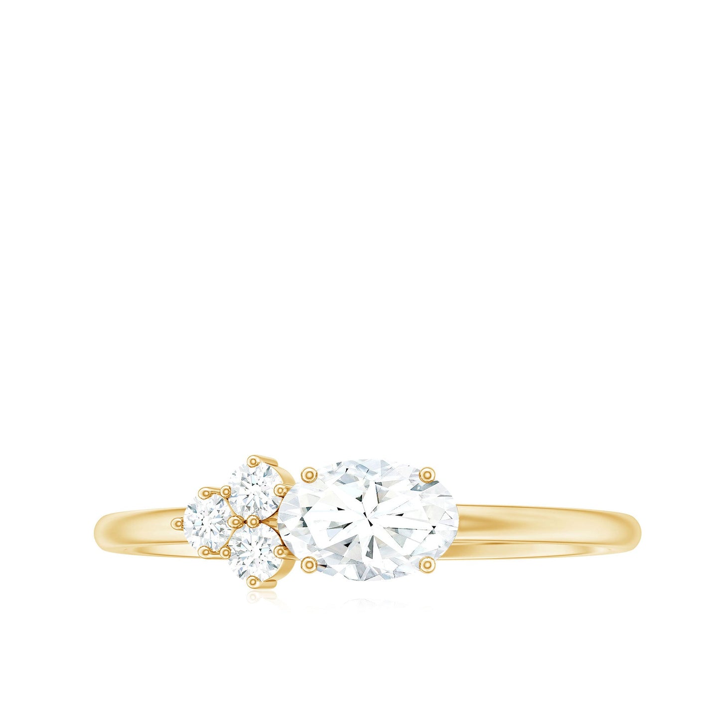 Oval and Round Moissanite Promise Ring for Her