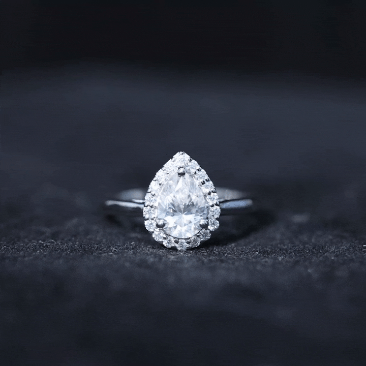0.7 Carat Brilliant Cut Moissanite Teardrop Engagement Ring