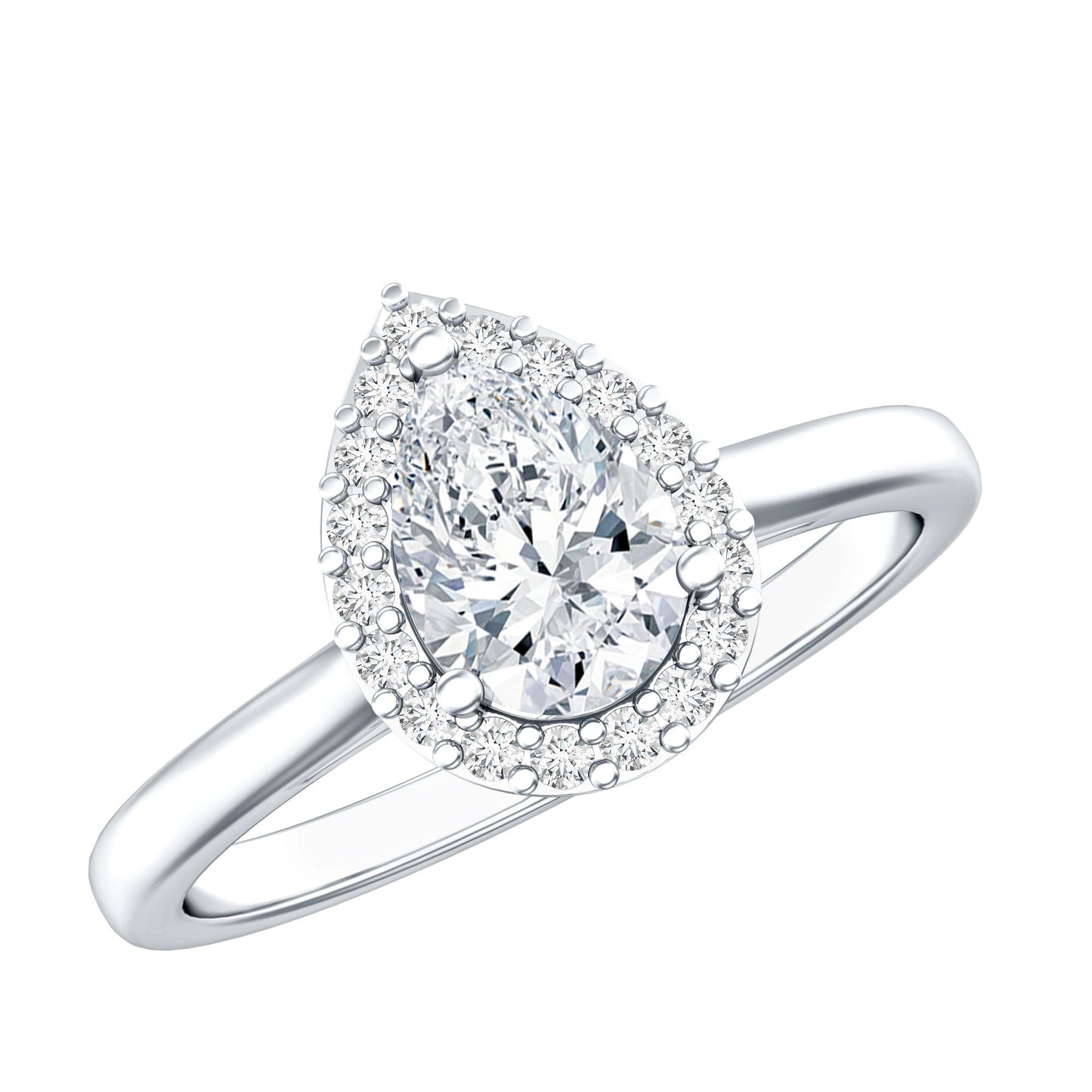 0.7 Carat Brilliant Cut Moissanite Teardrop Engagement Ring