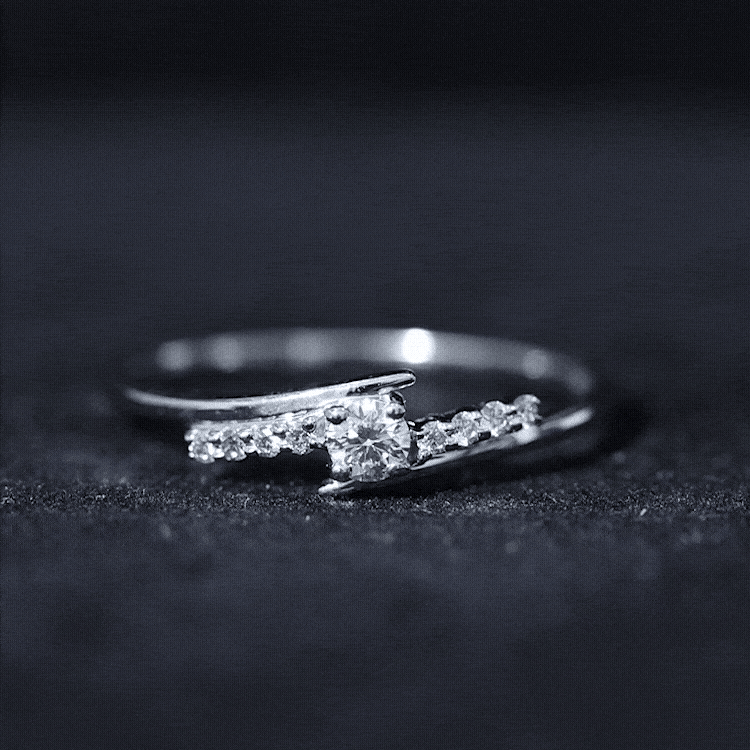Round Cut Moissanite Promise Ring with Bypass Shank