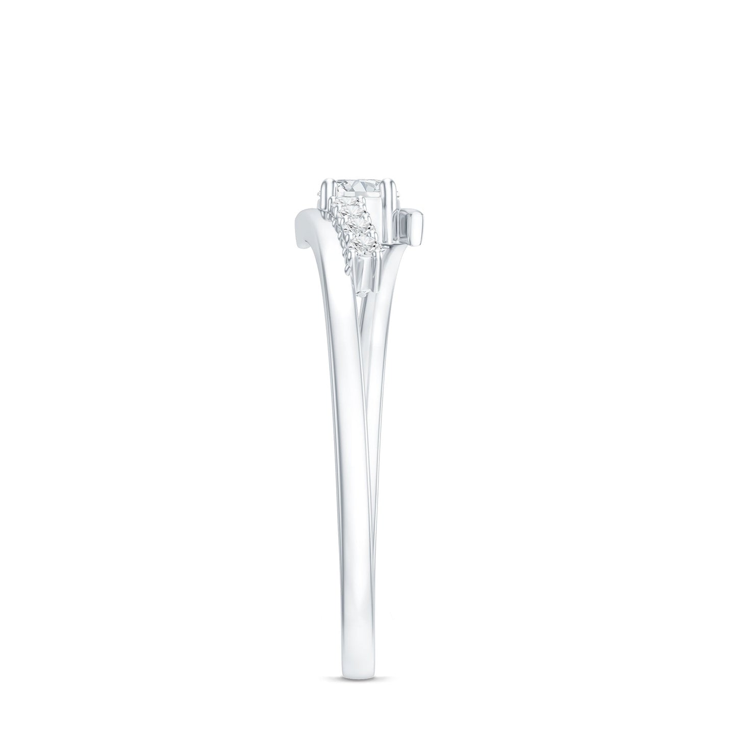 Round Cut Moissanite Promise Ring with Bypass Shank