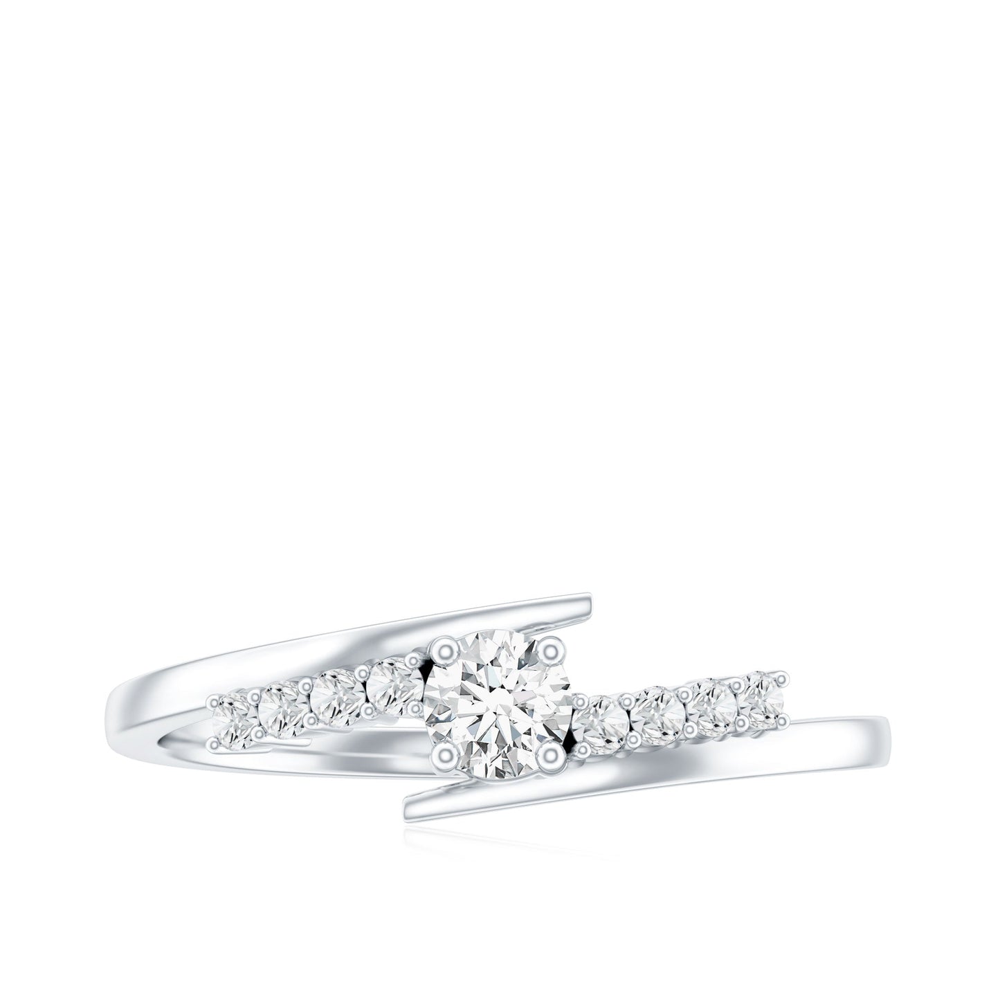Round Cut Moissanite Promise Ring with Bypass Shank