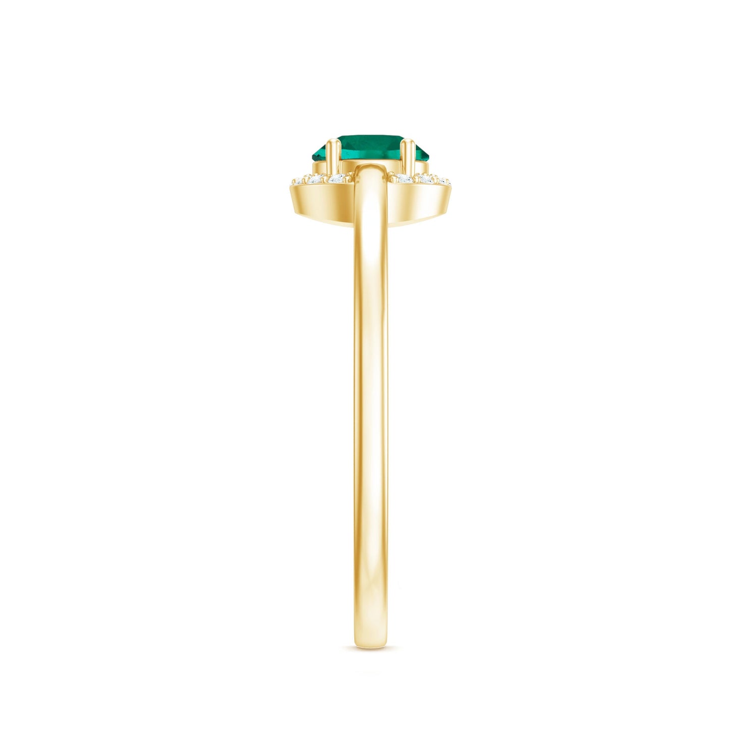 Certified 0.8 Carat Lab Grown Emerald Promise Ring with Diamond Halo
