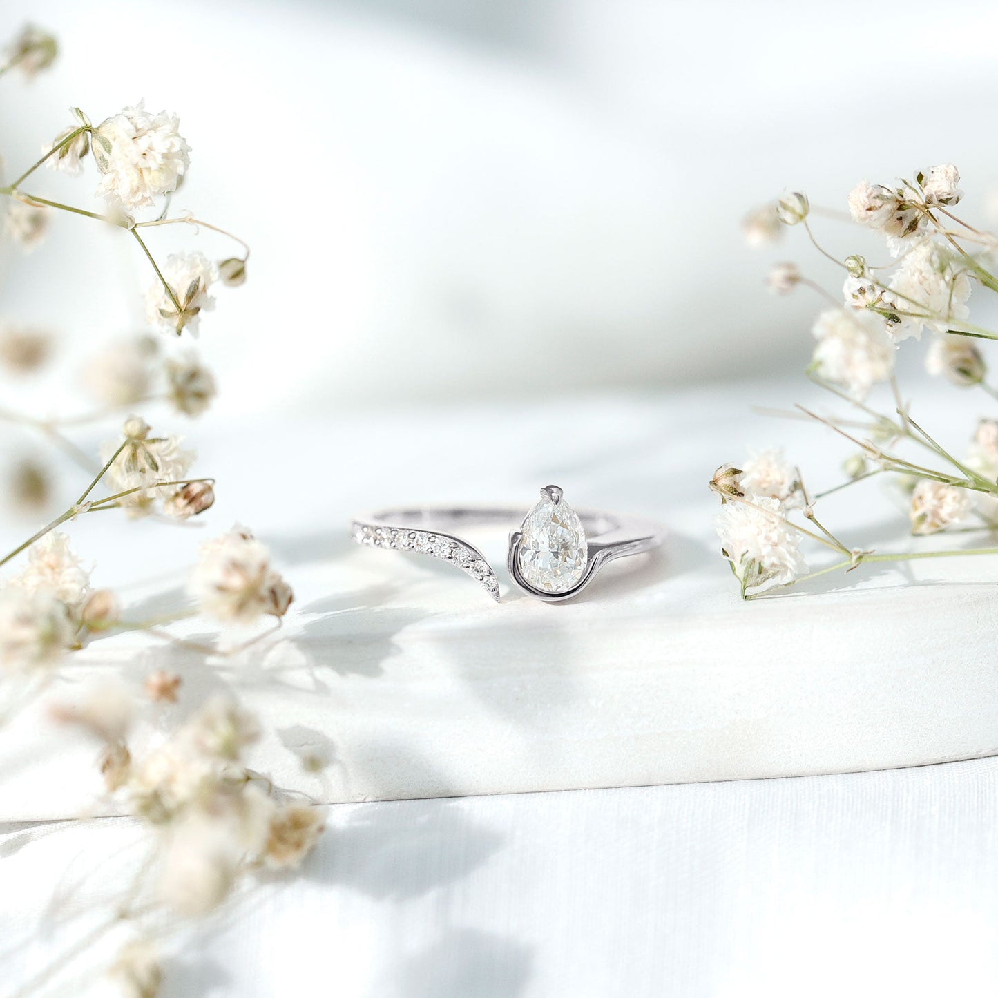 Pear Shaped Moissanite Cuff Ring for Women