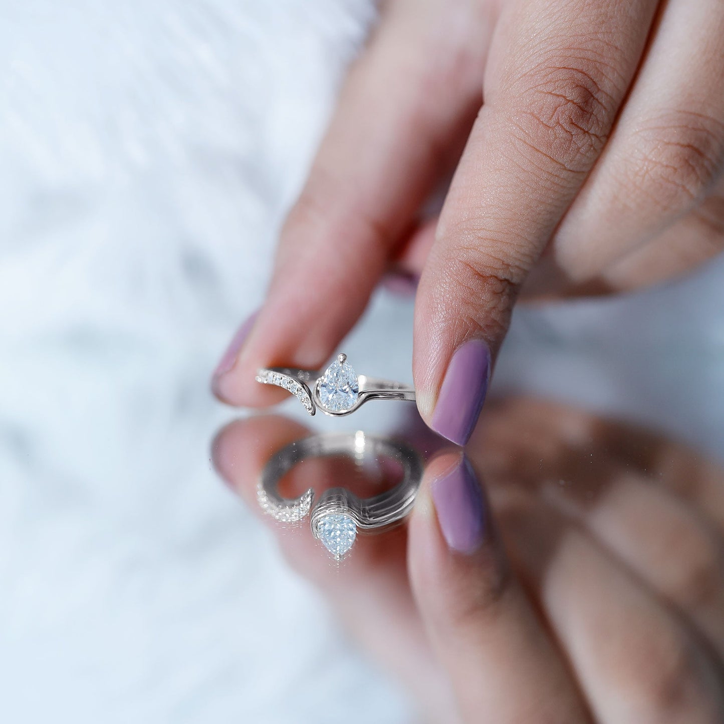 Pear Shaped Moissanite Cuff Ring for Women