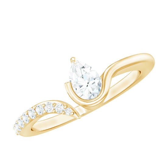 Pear Shaped Moissanite Cuff Ring for Women