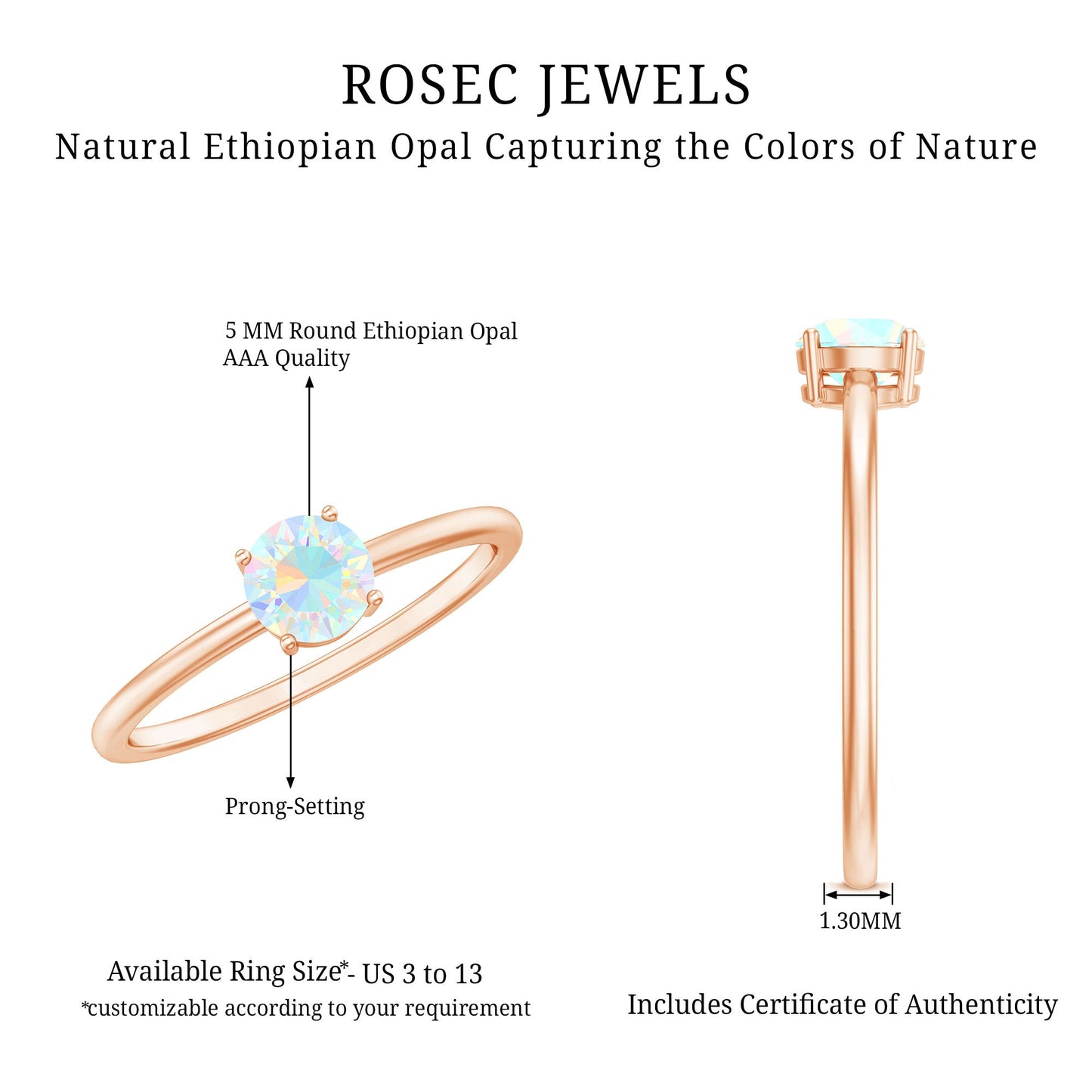Natural Ethiopian Opal October Birthstone Ring