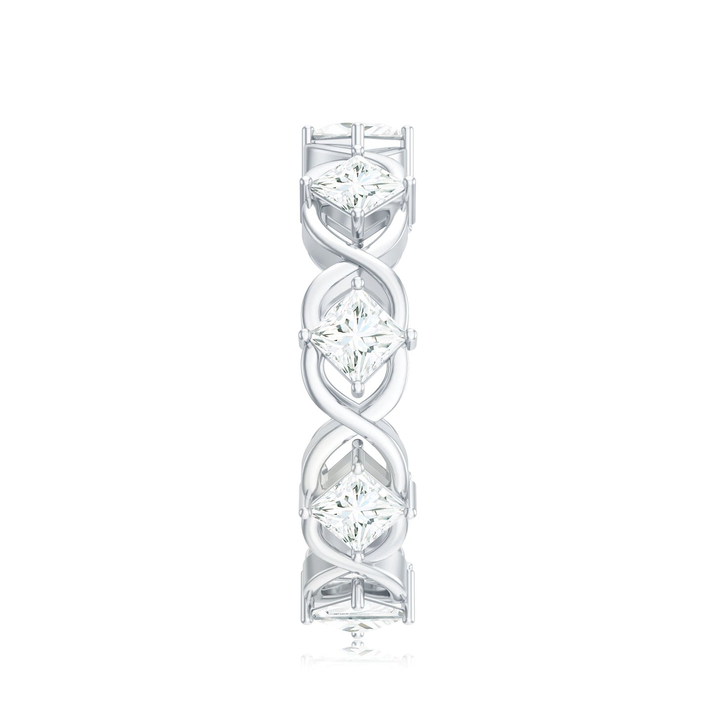 Certified Princess Cut Moissanite Wedding Band Ring