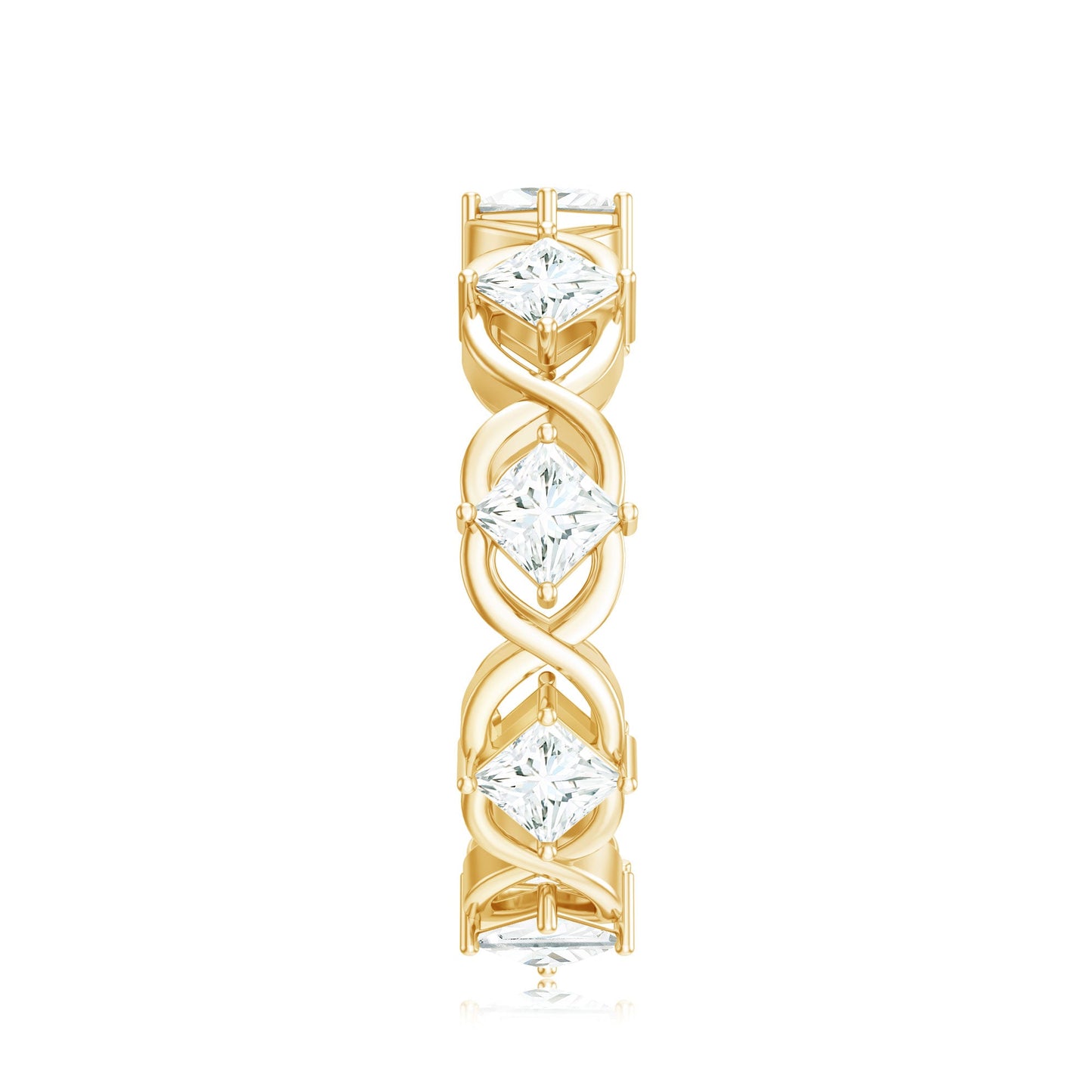 Certified Princess Cut Moissanite Wedding Band Ring