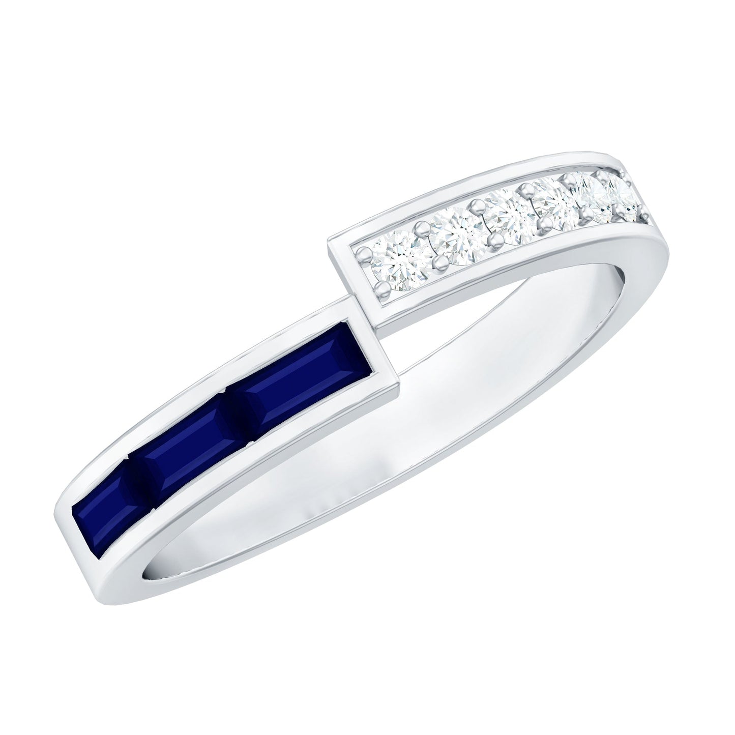 Natural Blue Sapphire Diamond Anniversary Band Ring