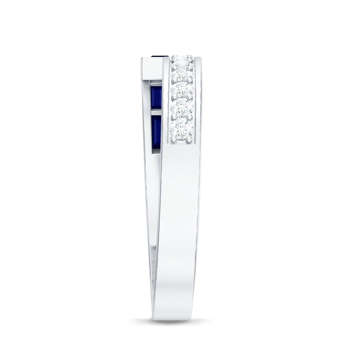 Natural Blue Sapphire Diamond Anniversary Band Ring