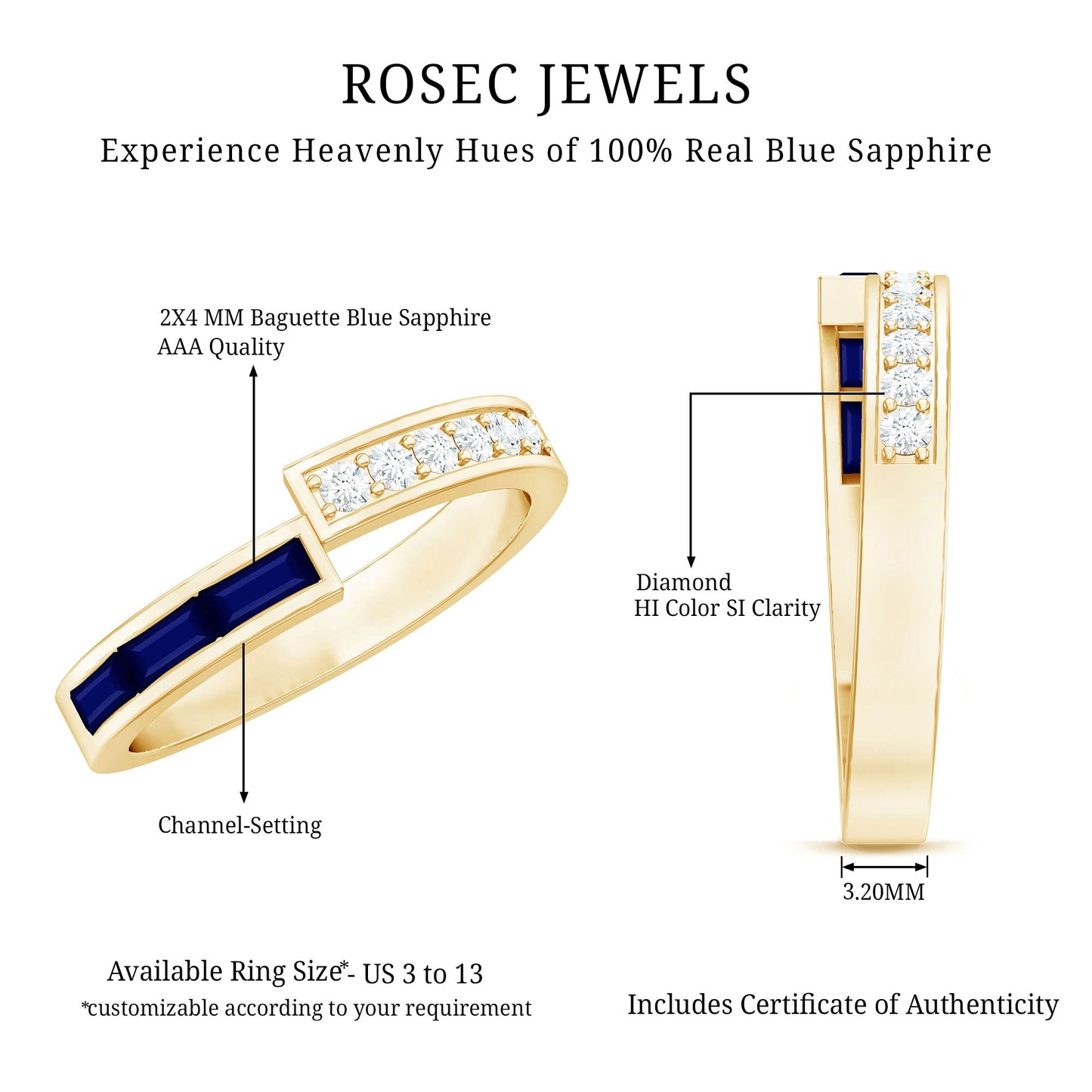 Natural Blue Sapphire Diamond Anniversary Band Ring