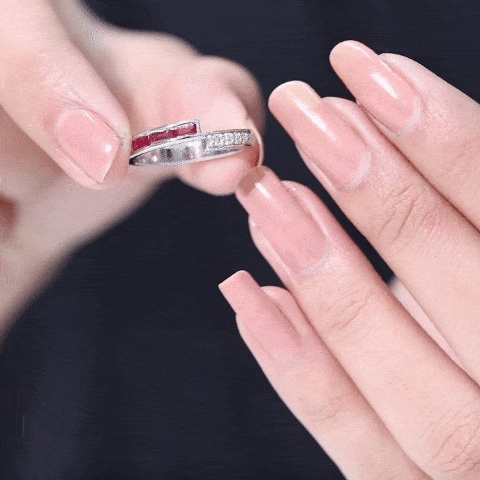 Natural Baguette Ruby Diamond Band Ring for Anniversary