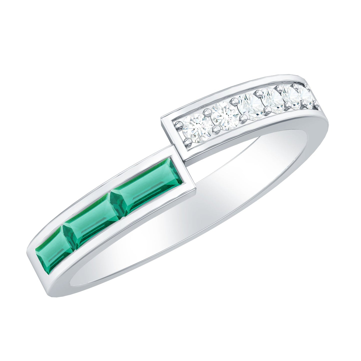Certified Baguette Lab Grown Emerald Diamond Anniversary Band Ring