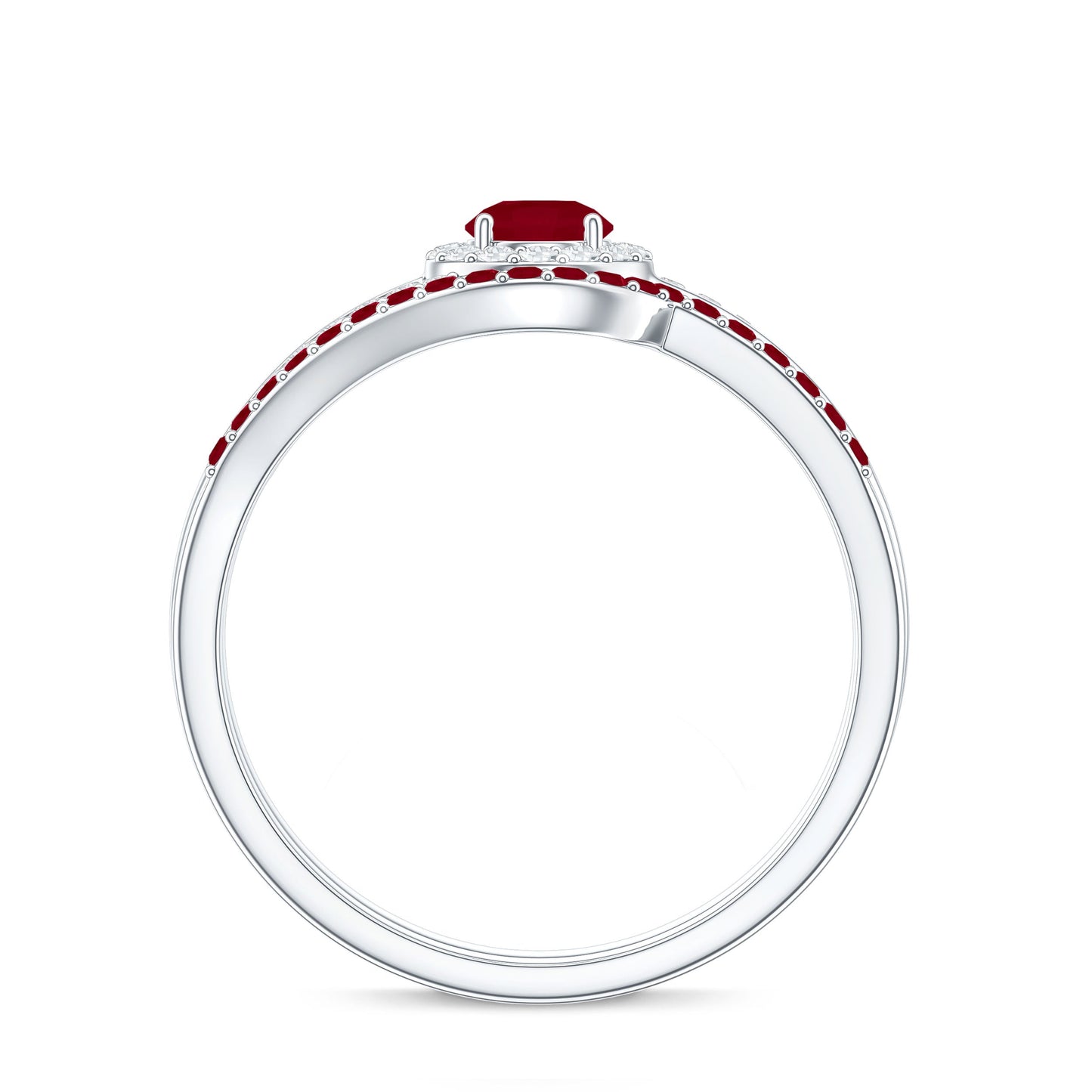 Natural Ruby Diamond Wedding Engagement Ring Set for Women