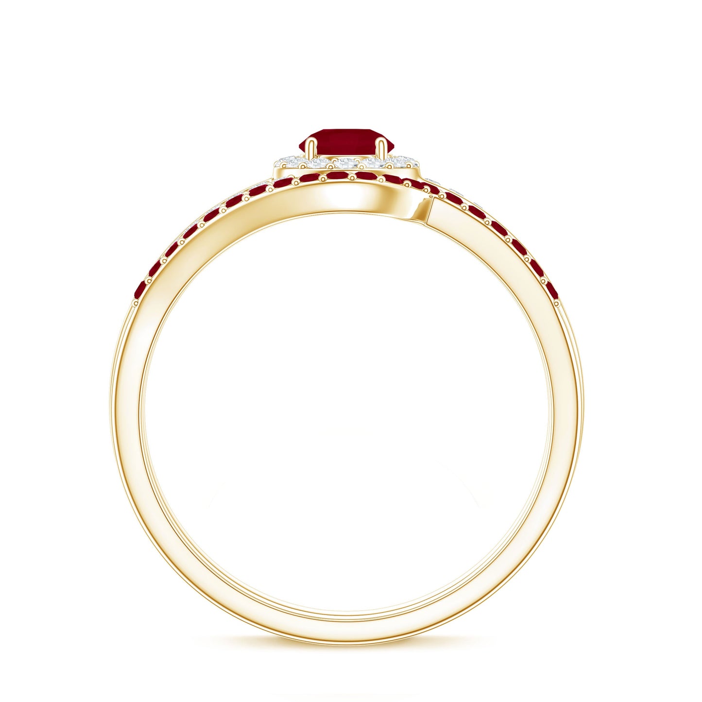 Natural Ruby Diamond Wedding Engagement Ring Set for Women