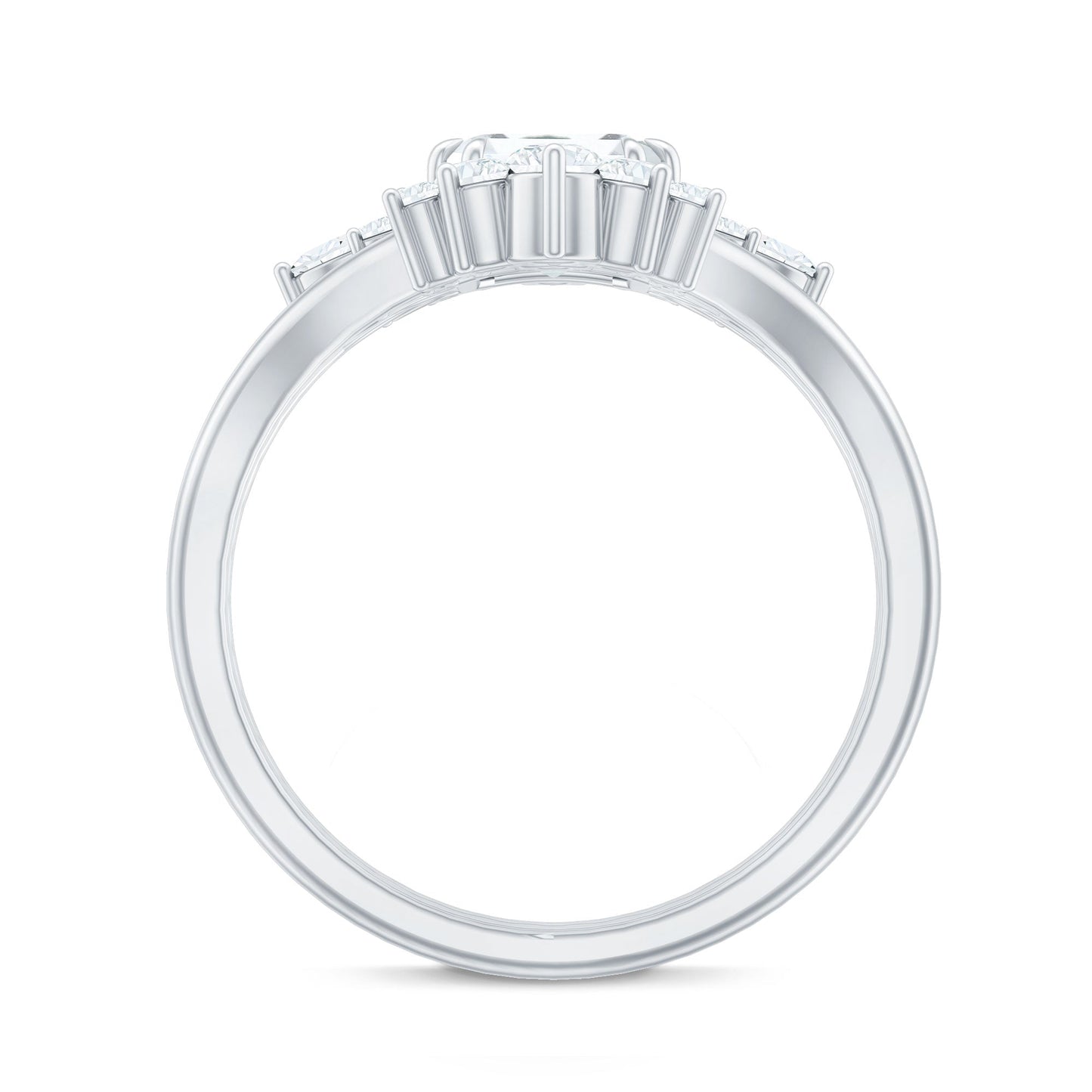 Designer Emerald Cut Moissanite Wedding Ring Set for Women
