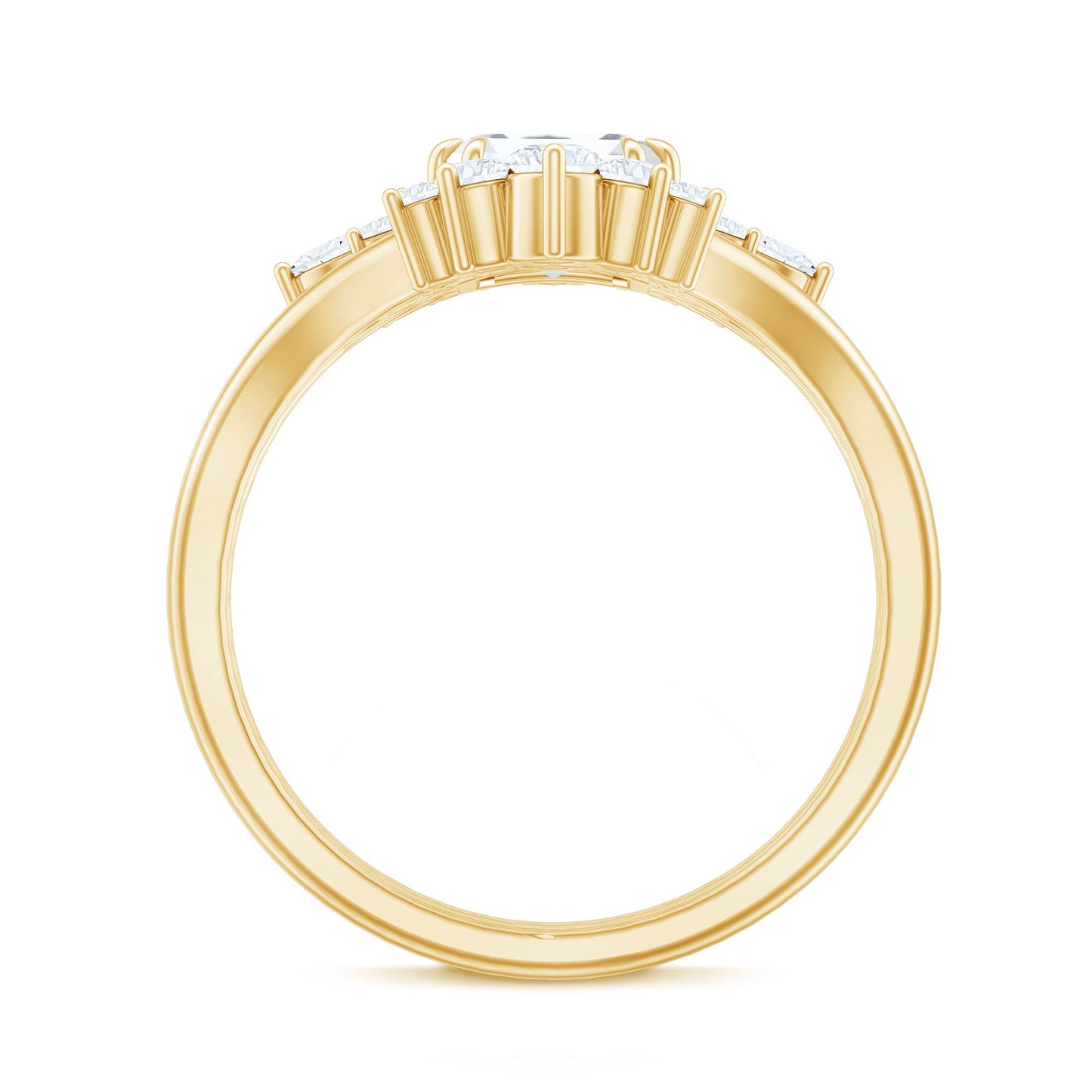 Designer Emerald Cut Moissanite Wedding Ring Set for Women