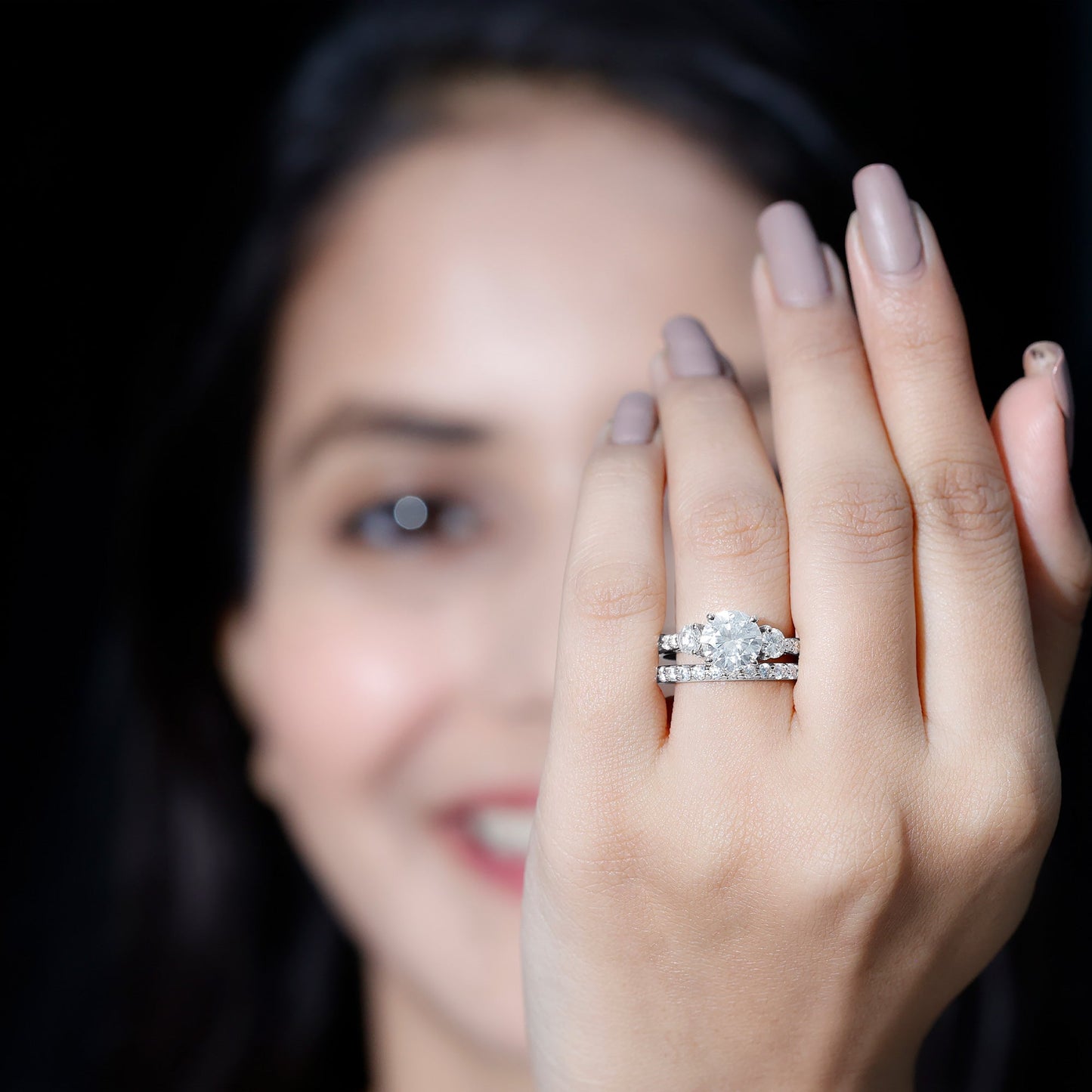 Certified Moissanite Classic Bridal Ring Set