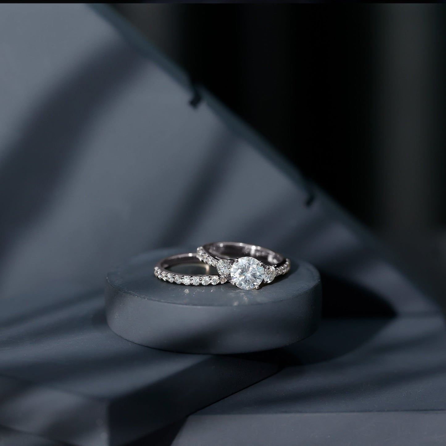 Certified Moissanite Classic Bridal Ring Set