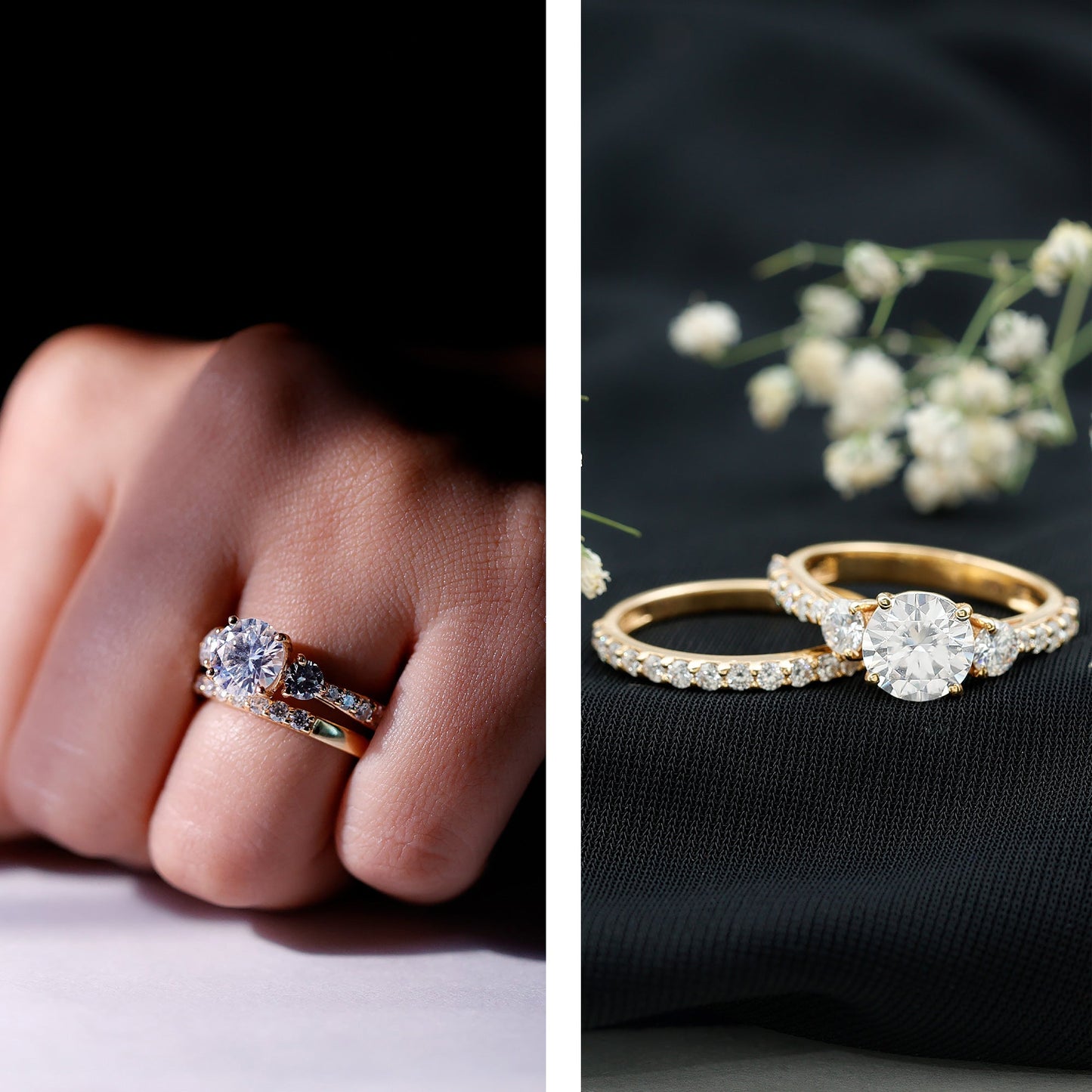 Certified Moissanite Classic Bridal Ring Set