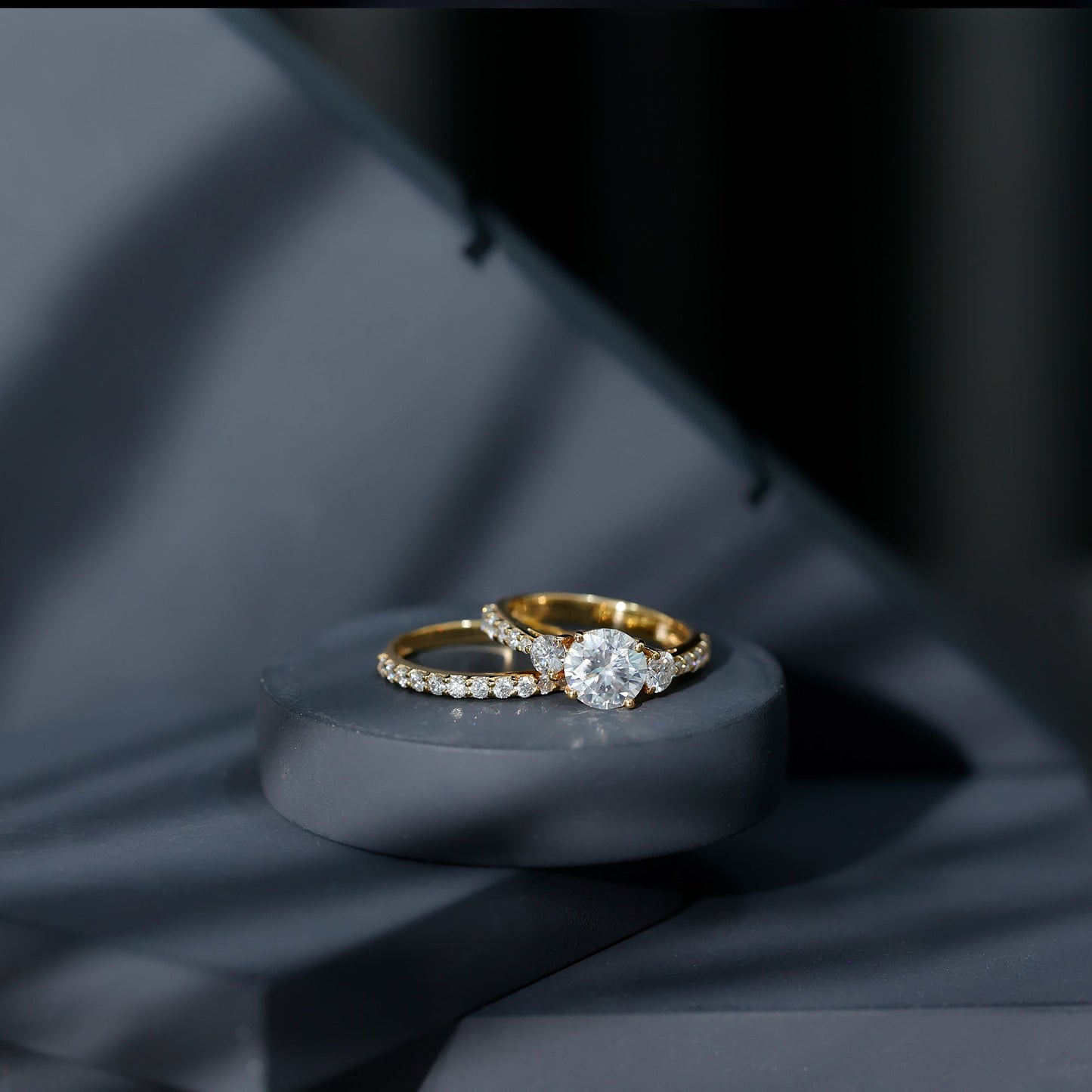 Certified Moissanite Classic Bridal Ring Set