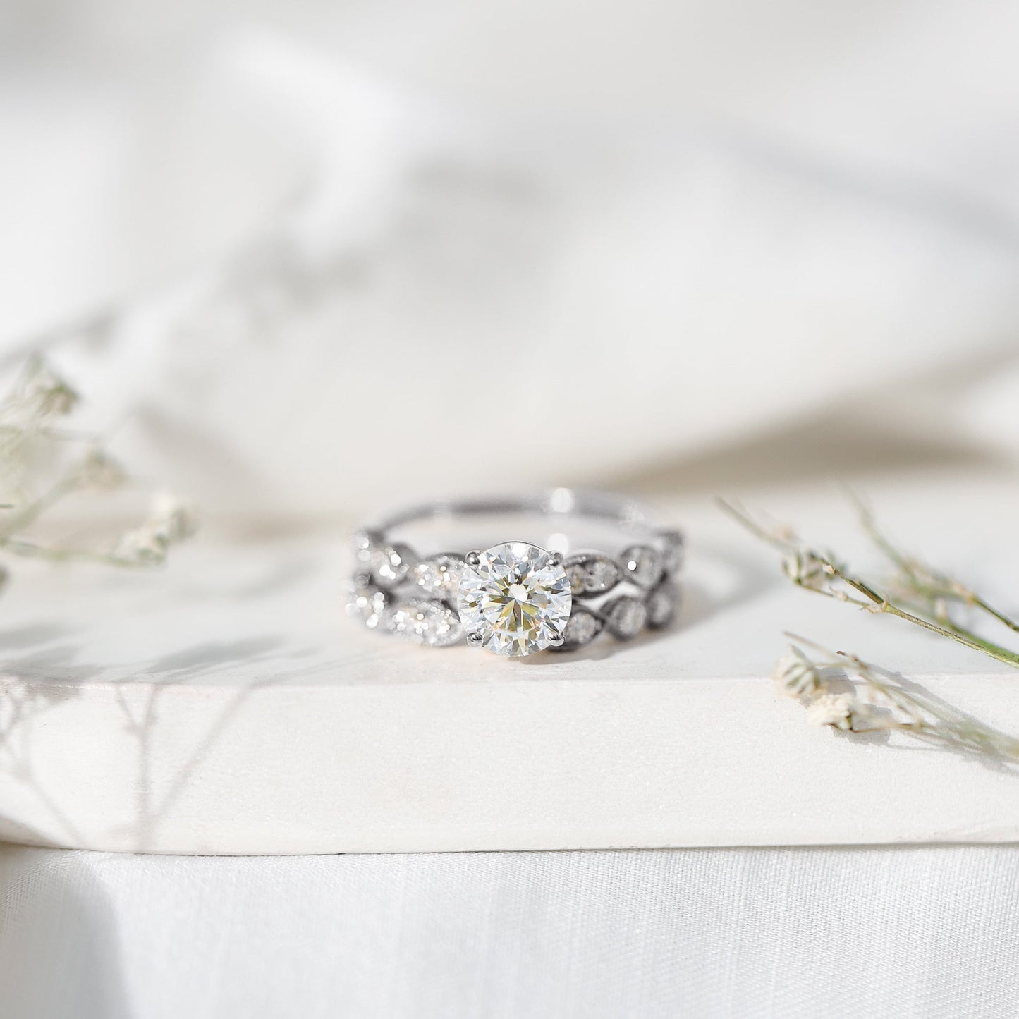 2 Carat Brilliant Cut Moissanite Bridal Ring Set