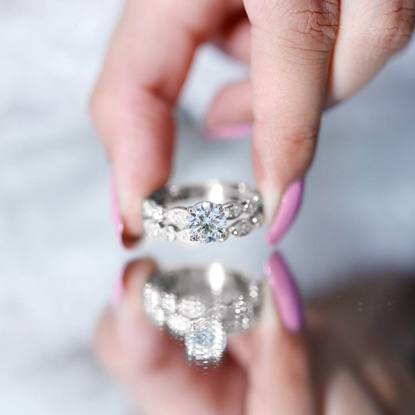 2 Carat Brilliant Cut Moissanite Bridal Ring Set