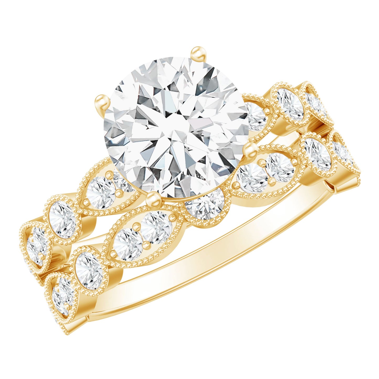 2 Carat Brilliant Cut Moissanite Bridal Ring Set