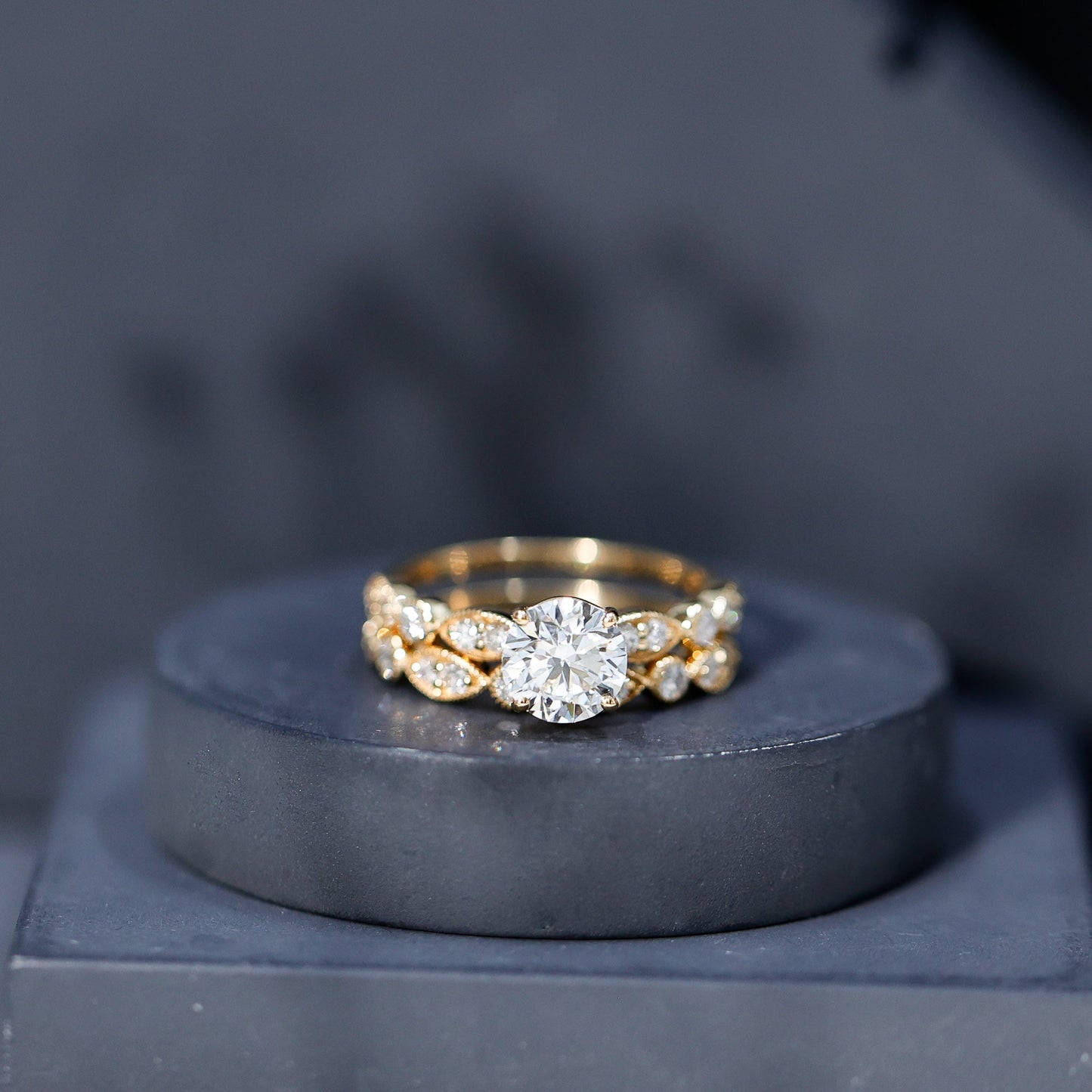 2 Carat Brilliant Cut Moissanite Bridal Ring Set